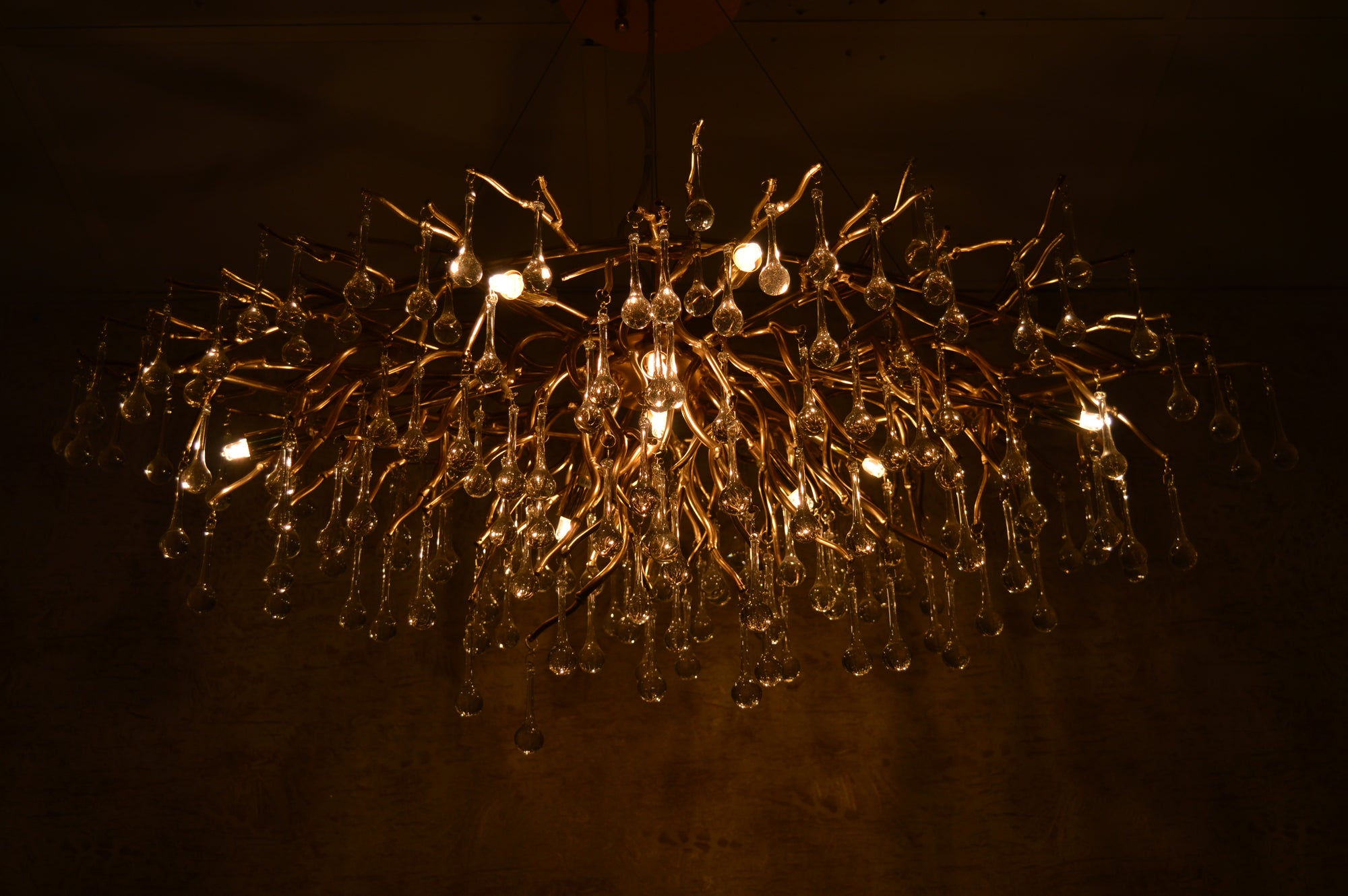 Pendant-Glass Rain Drop Gold Pendant Ceiling Light-A3139/500, 800 & 1000*500