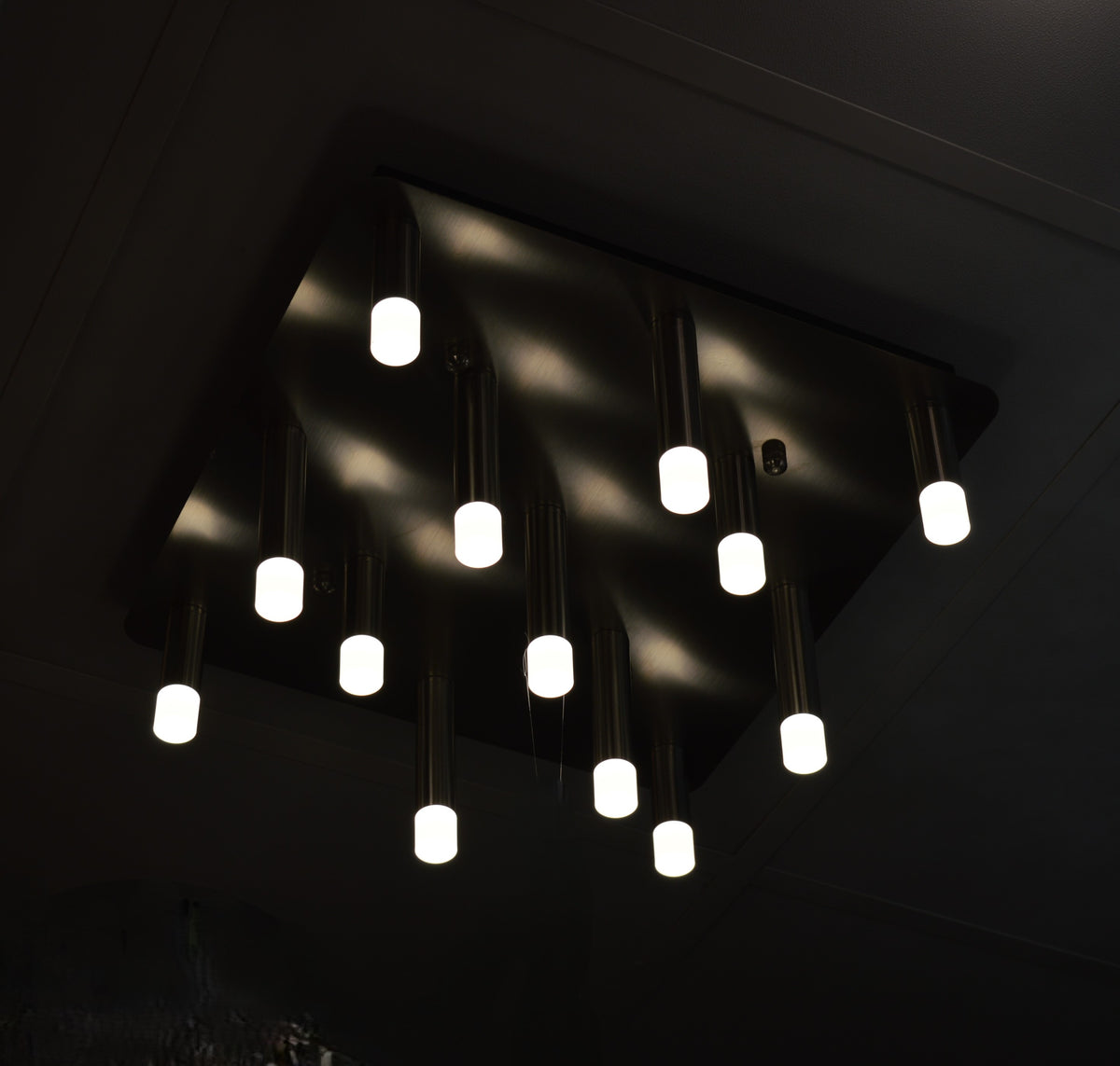 Metallic Bars Modern Square Flushmount Ceiling Light-Warm LED-6190