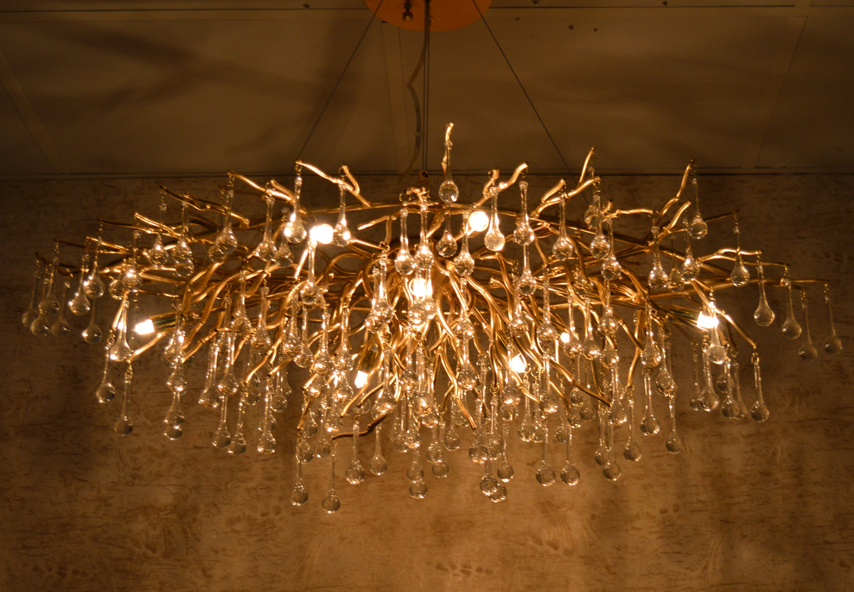 Pendant-Glass Rain Drop Gold Pendant Ceiling Light-A3139/500, 800 & 1000*500