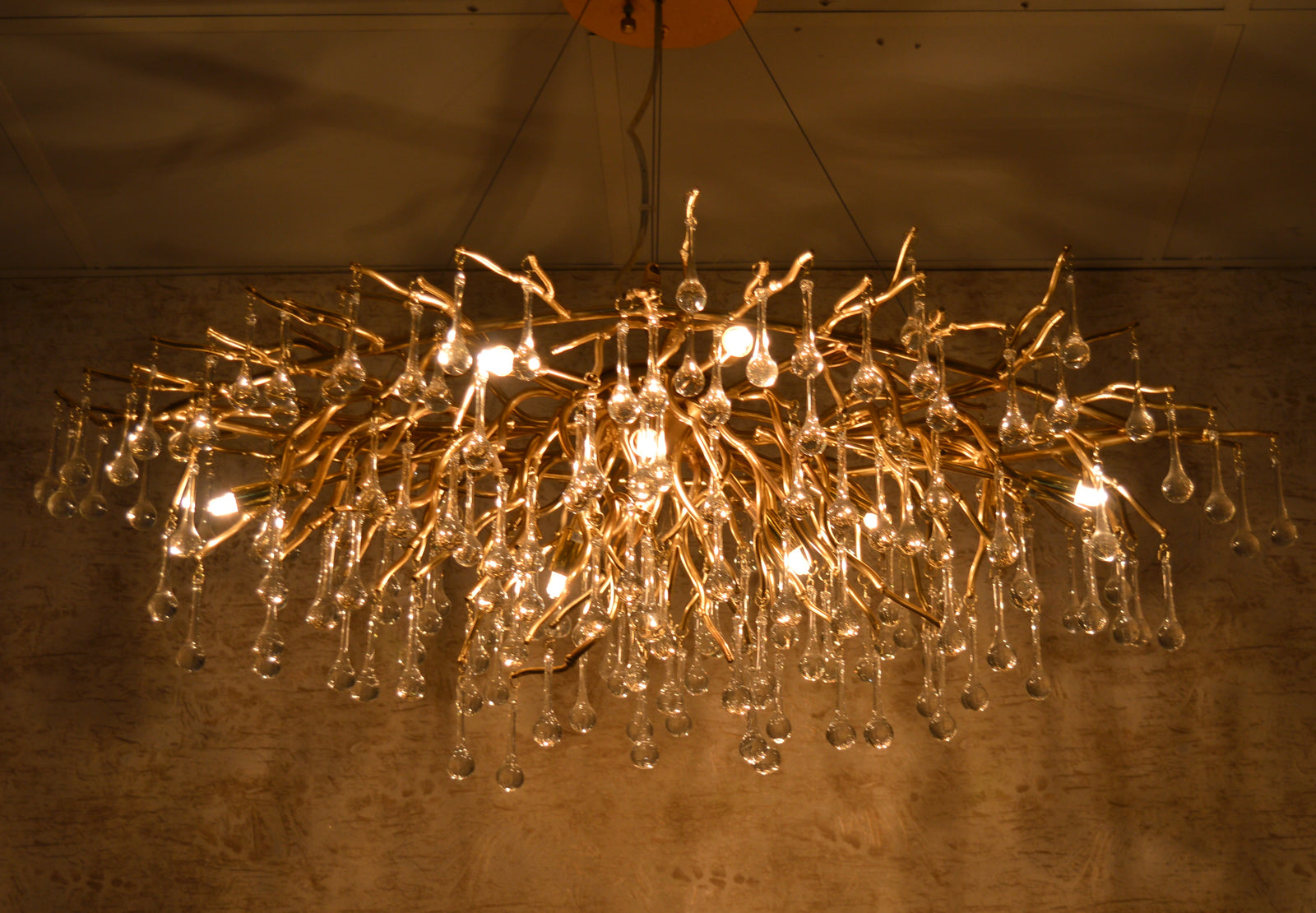 Pendant-Glass Rain Drop Gold Pendant Ceiling Light-A3139/500, 800 & 1000*500