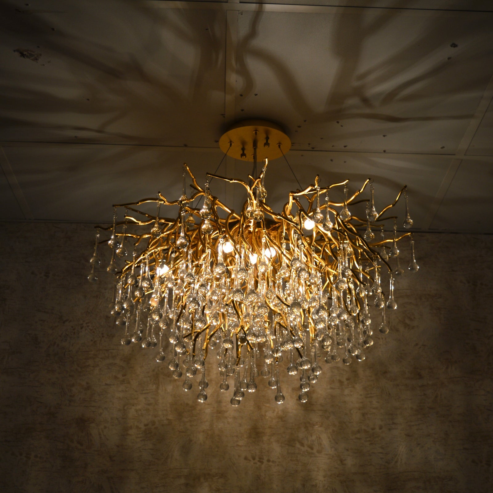 Pendant-Glass Rain Drop Gold Pendant Ceiling Light-A3139/500, 800 & 1000*500