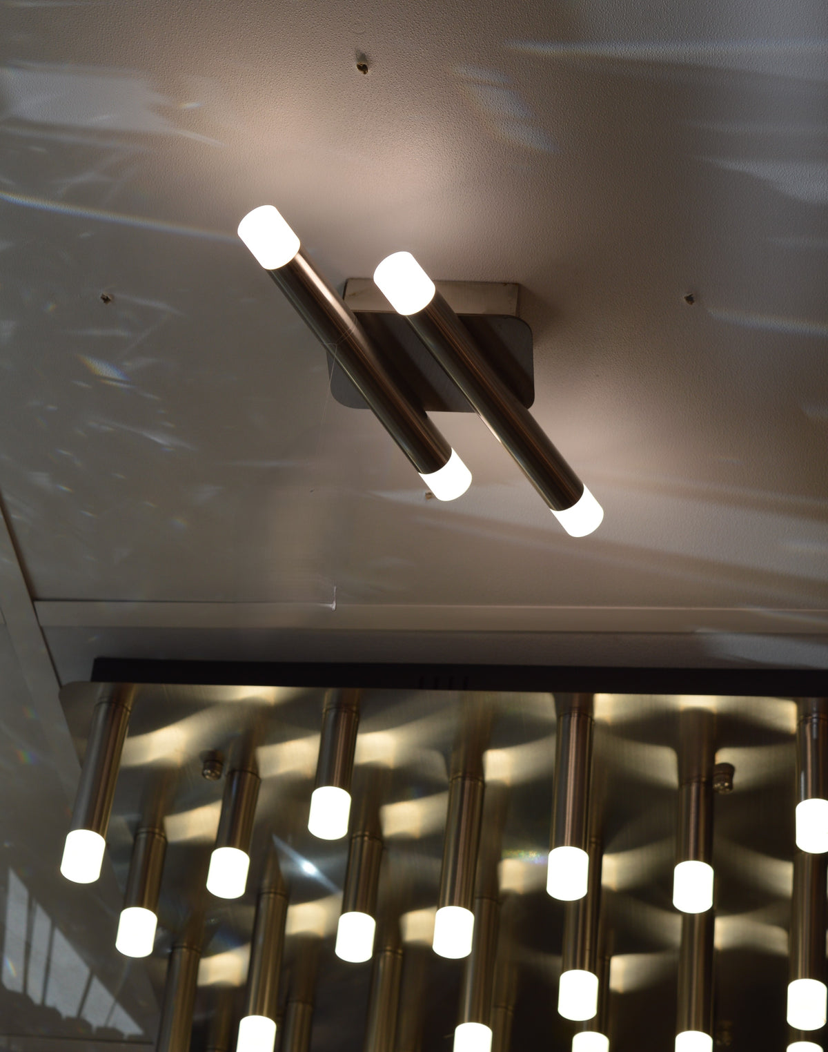 Metallic Bars Modern Square Flushmount Ceiling Light-Warm LED-6190