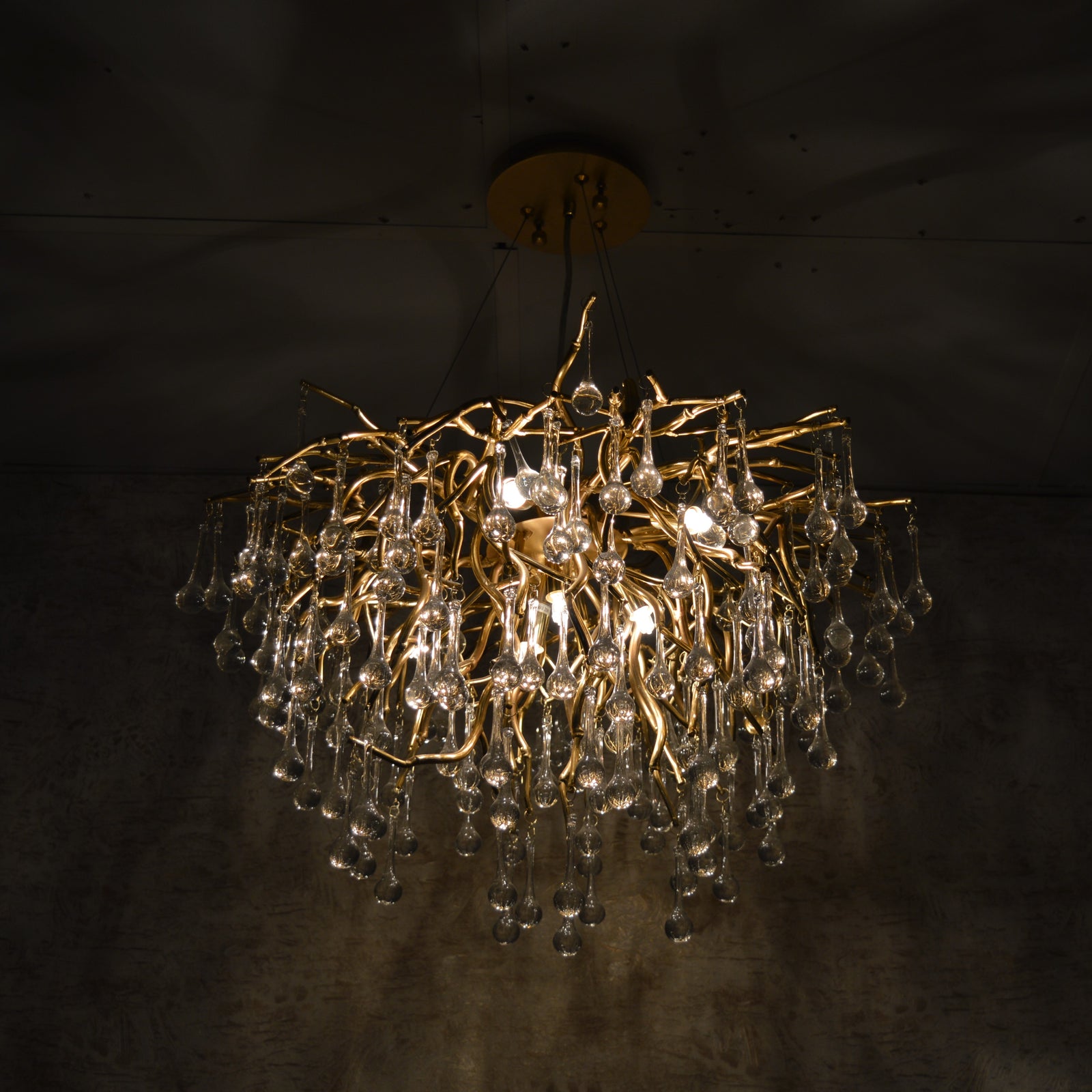 Pendant-Glass Rain Drop Gold Pendant Ceiling Light-A3139/500, 800 & 1000*500