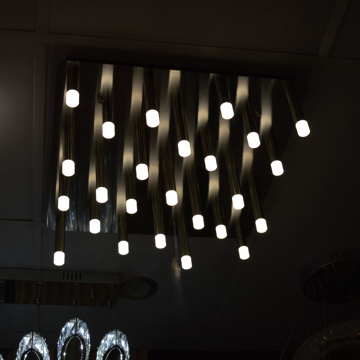 Metallic Bars Modern Square Flushmount Ceiling Light-Warm LED-6190