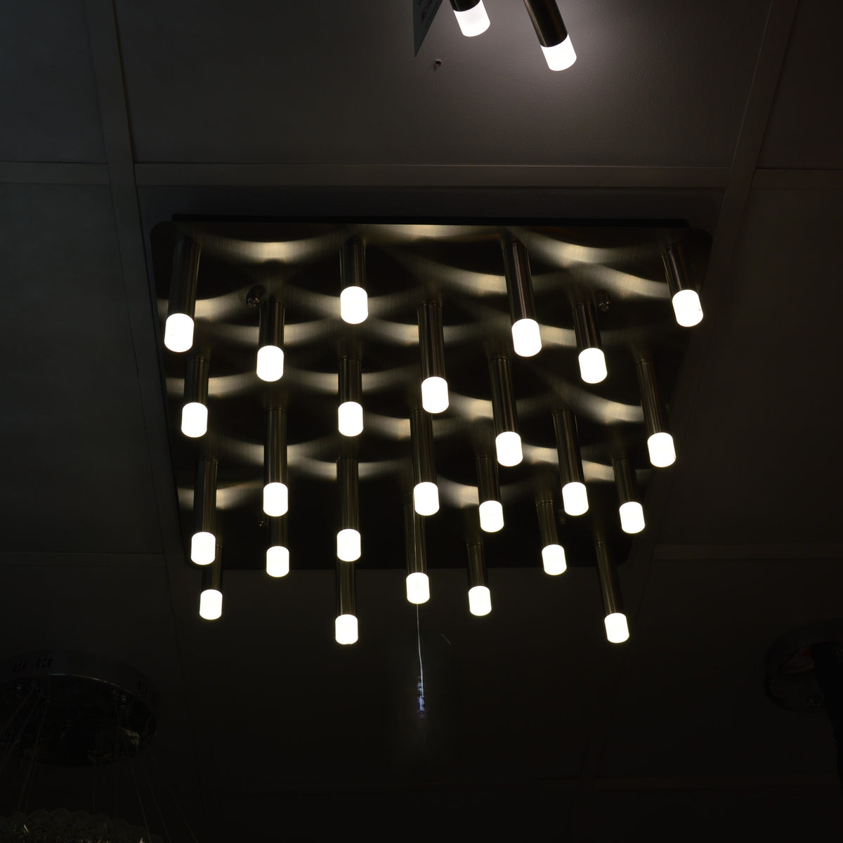 Metallic Bars Modern Square Flushmount Ceiling Light-Warm LED-6190