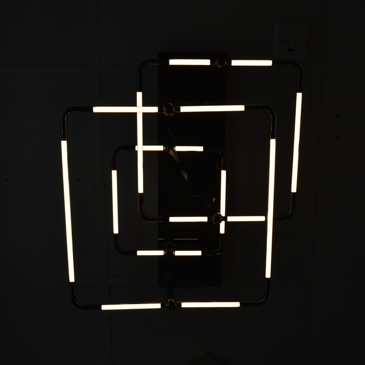 Metallic Black Base Modern Square Patterns LED Flushmount Ceiling Light-Colour changing and dimmable features-7516-3+4+5black