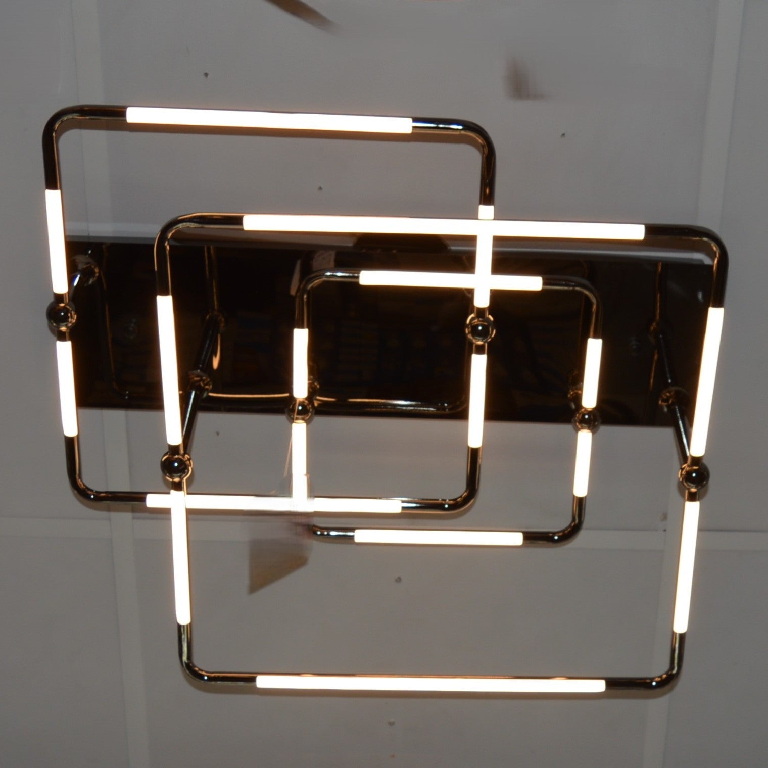 Metallic Black Base Modern Square Patterns LED Flushmount Ceiling Light-Colour changing and dimmable features-7516-3+4+5black