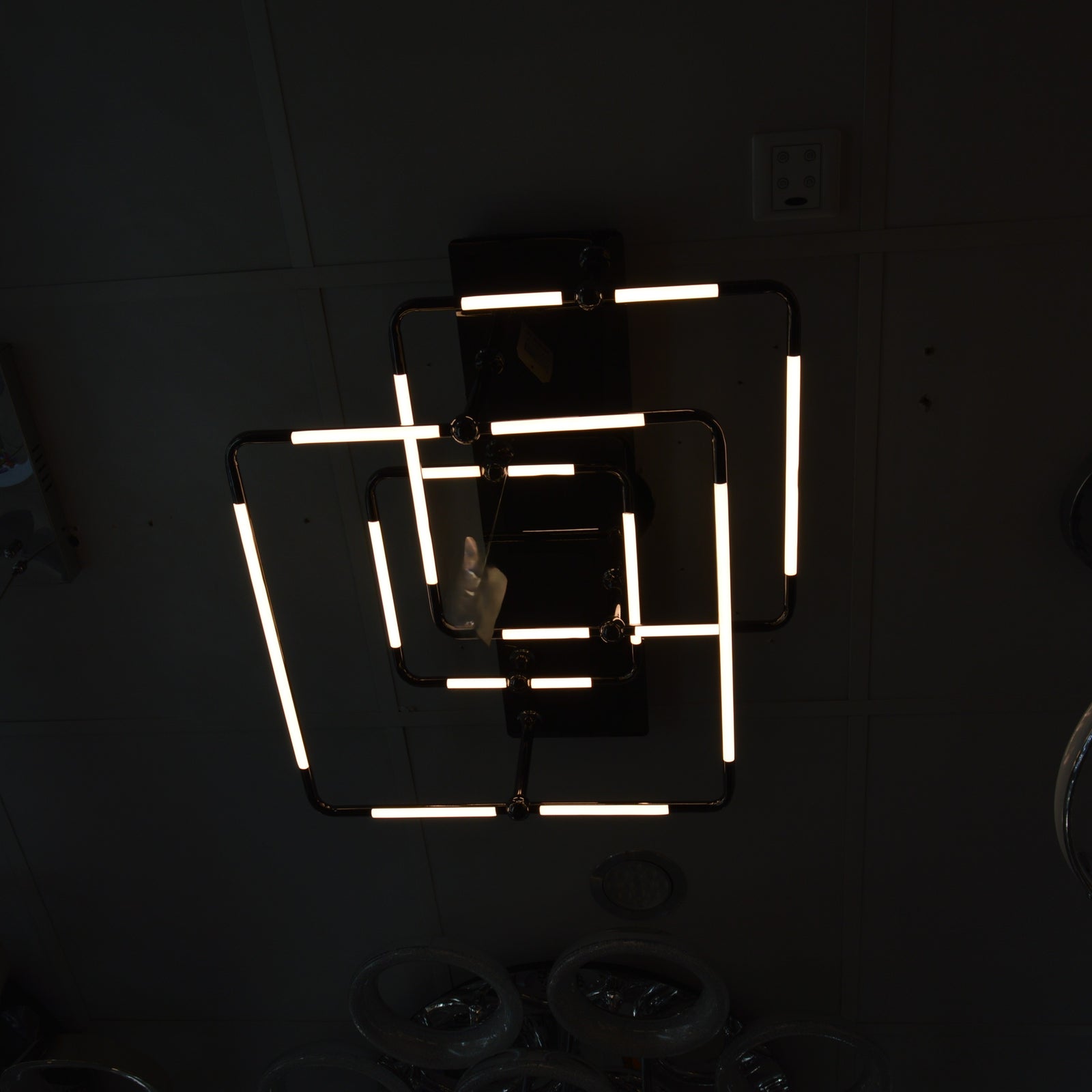 Metallic Black Base Modern Square Patterns LED Flushmount Ceiling Light-Colour changing and dimmable features-7516-3+4+5black