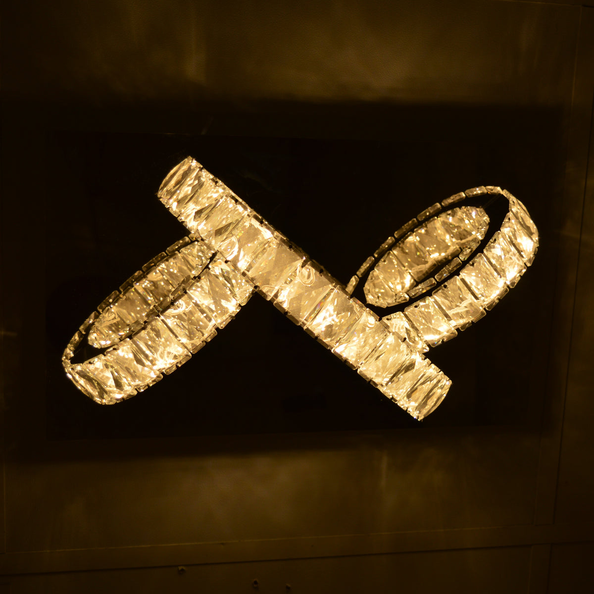 Semi circle mirrored frame crystallic colour changing LED ceiling light [5002-200)