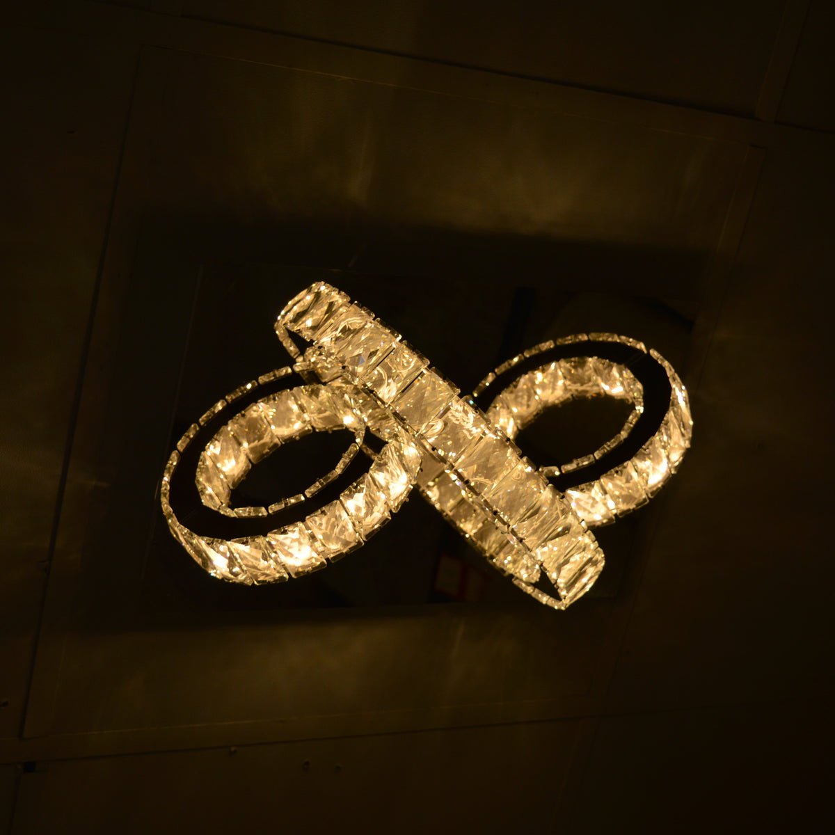 Semi circle mirrored frame crystallic colour changing LED ceiling light [5002-200)