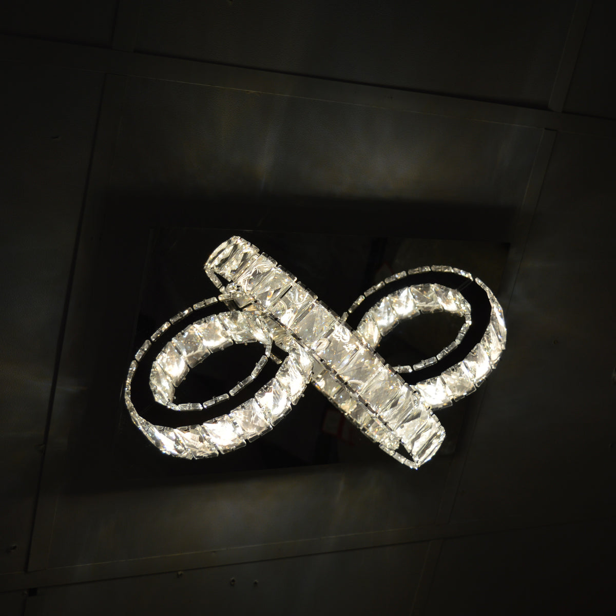 Semi circle mirrored frame crystallic colour changing LED ceiling light [5002-200)