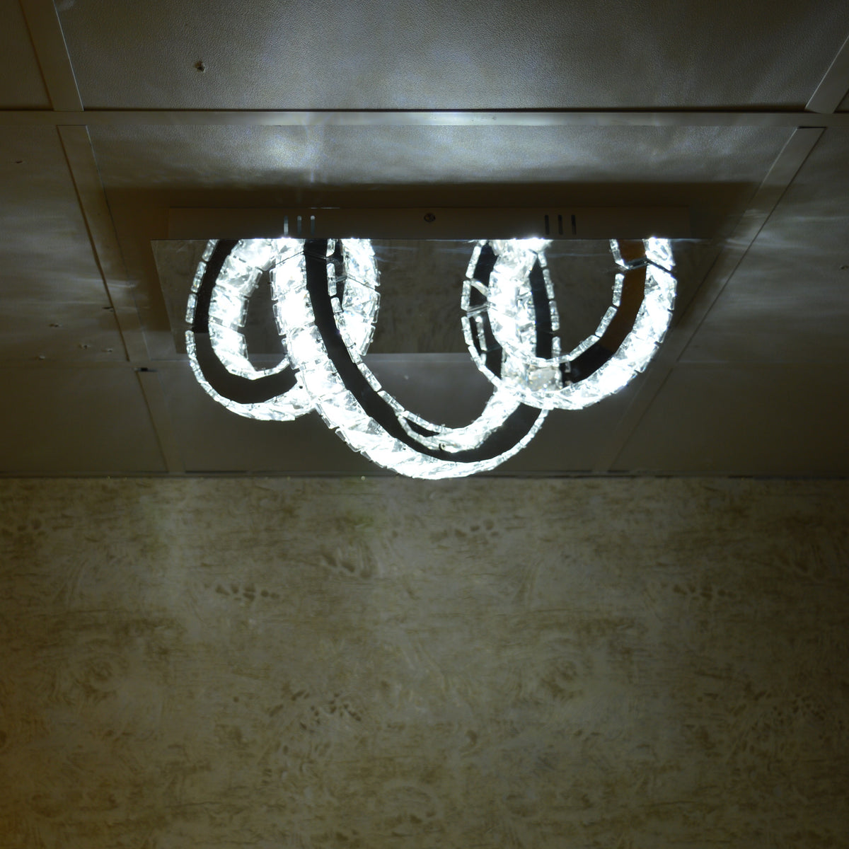 Semi circle mirrored frame crystallic colour changing LED ceiling light [5002-200)