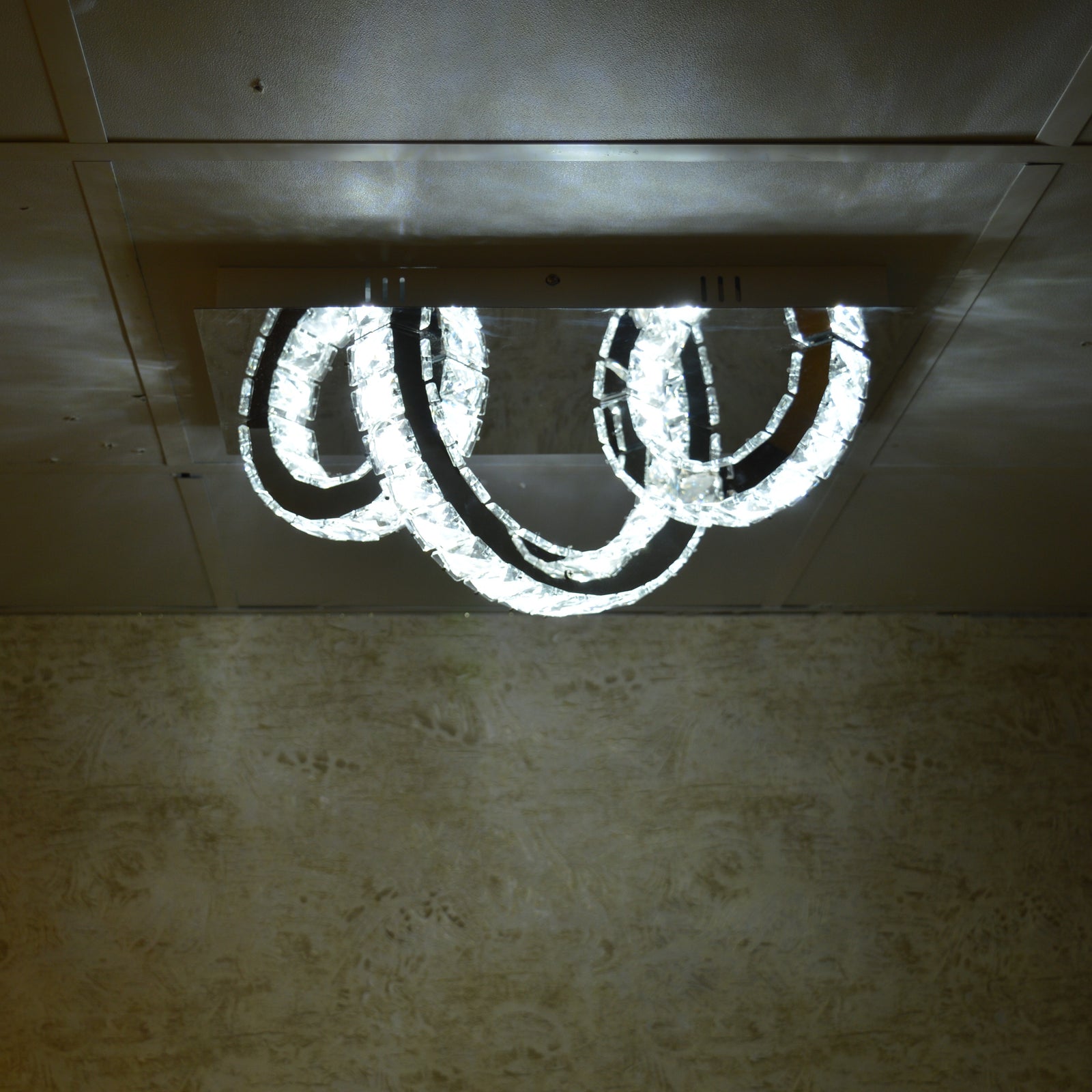 Semi circle mirrored frame crystallic colour changing LED ceiling light [5002-200)