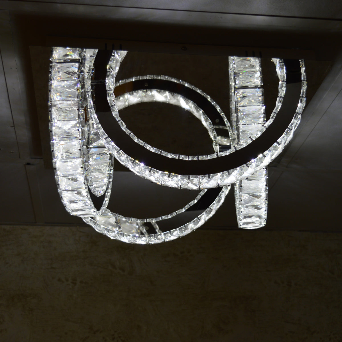 Semi circle mirrored frame crystallic colour changing LED ceiling light [5002-200)