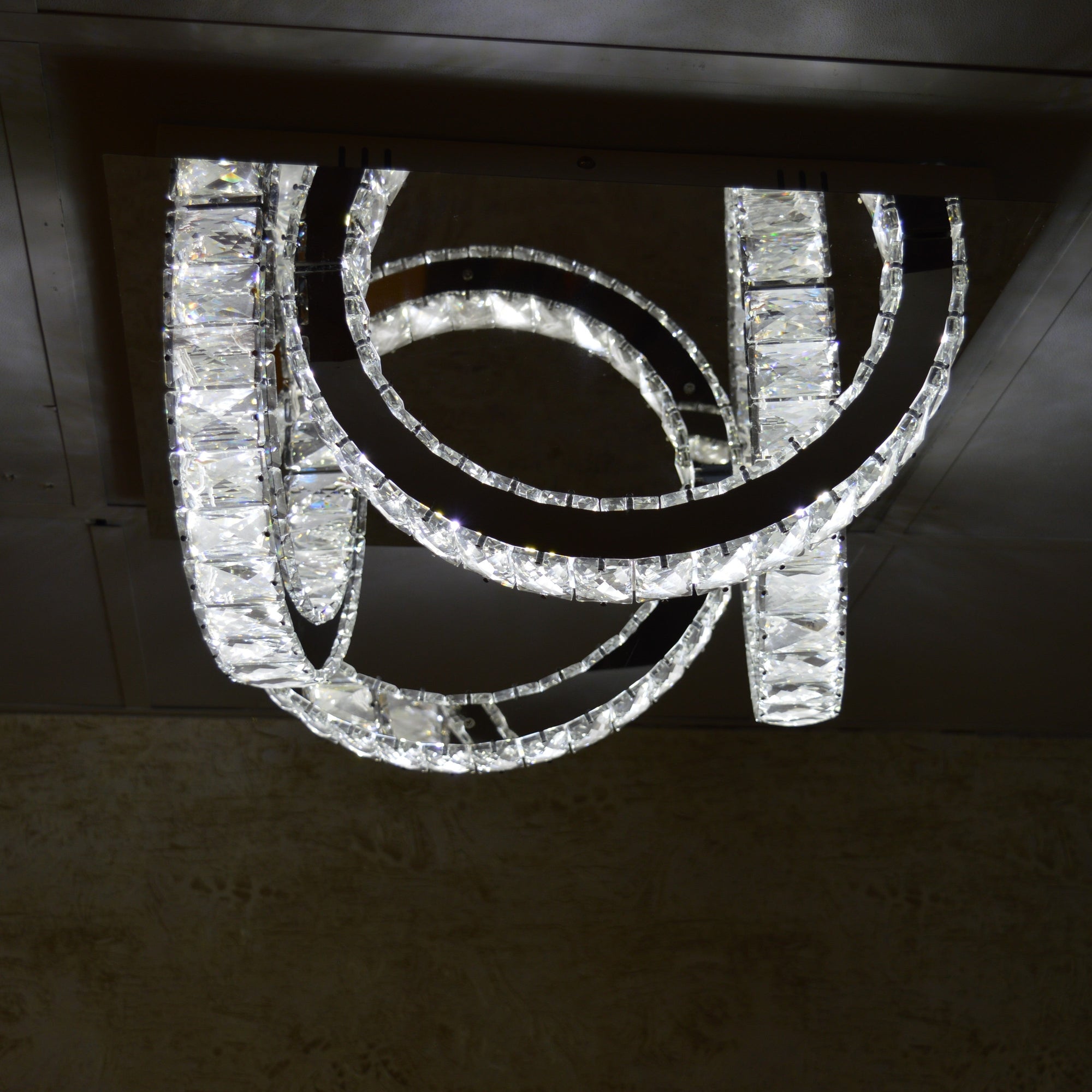 4 Round circular mirrored frame crystallic colour changing LED ceiling light [5002-650,500,2)