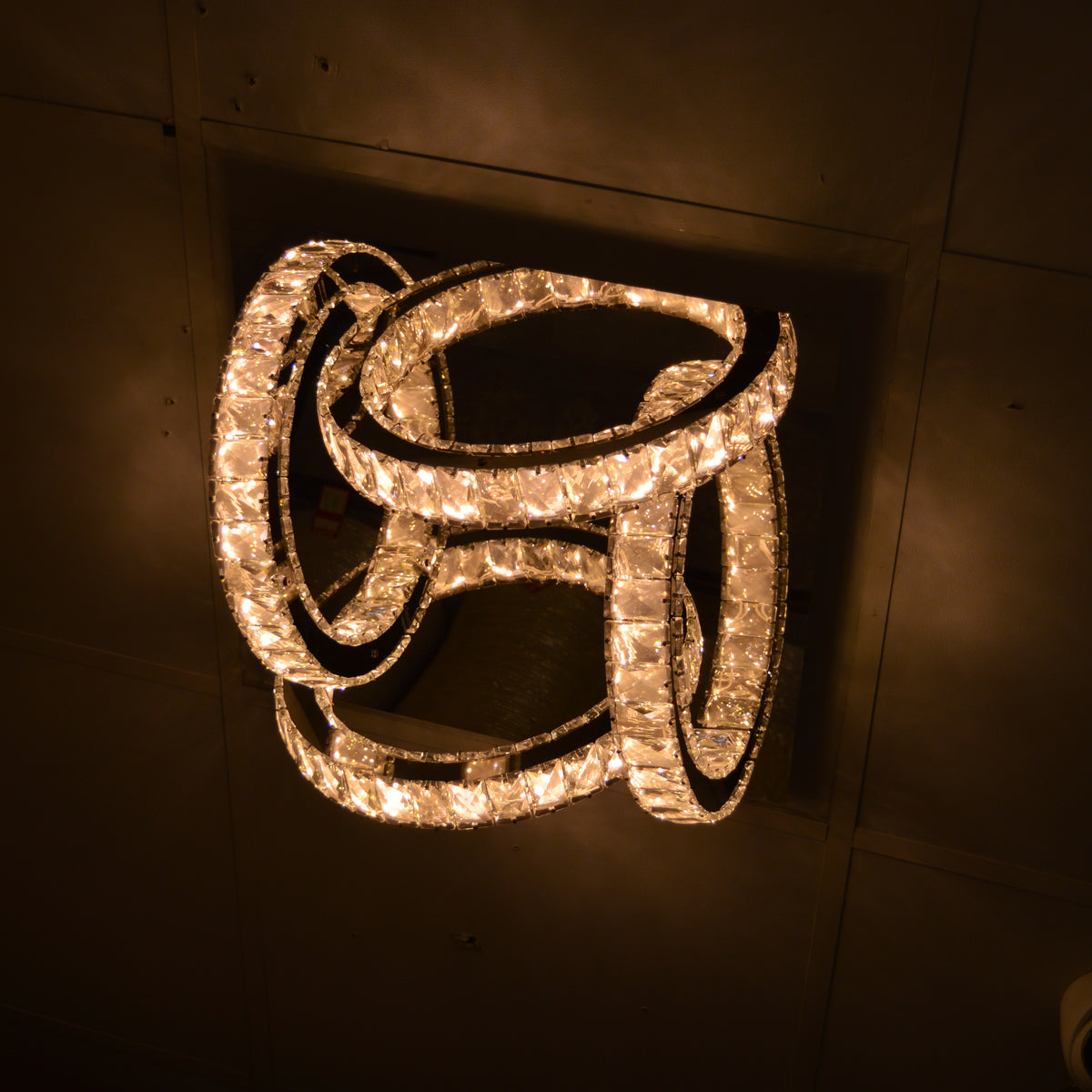 Semi circle mirrored frame crystallic colour changing LED ceiling light [5002-200)