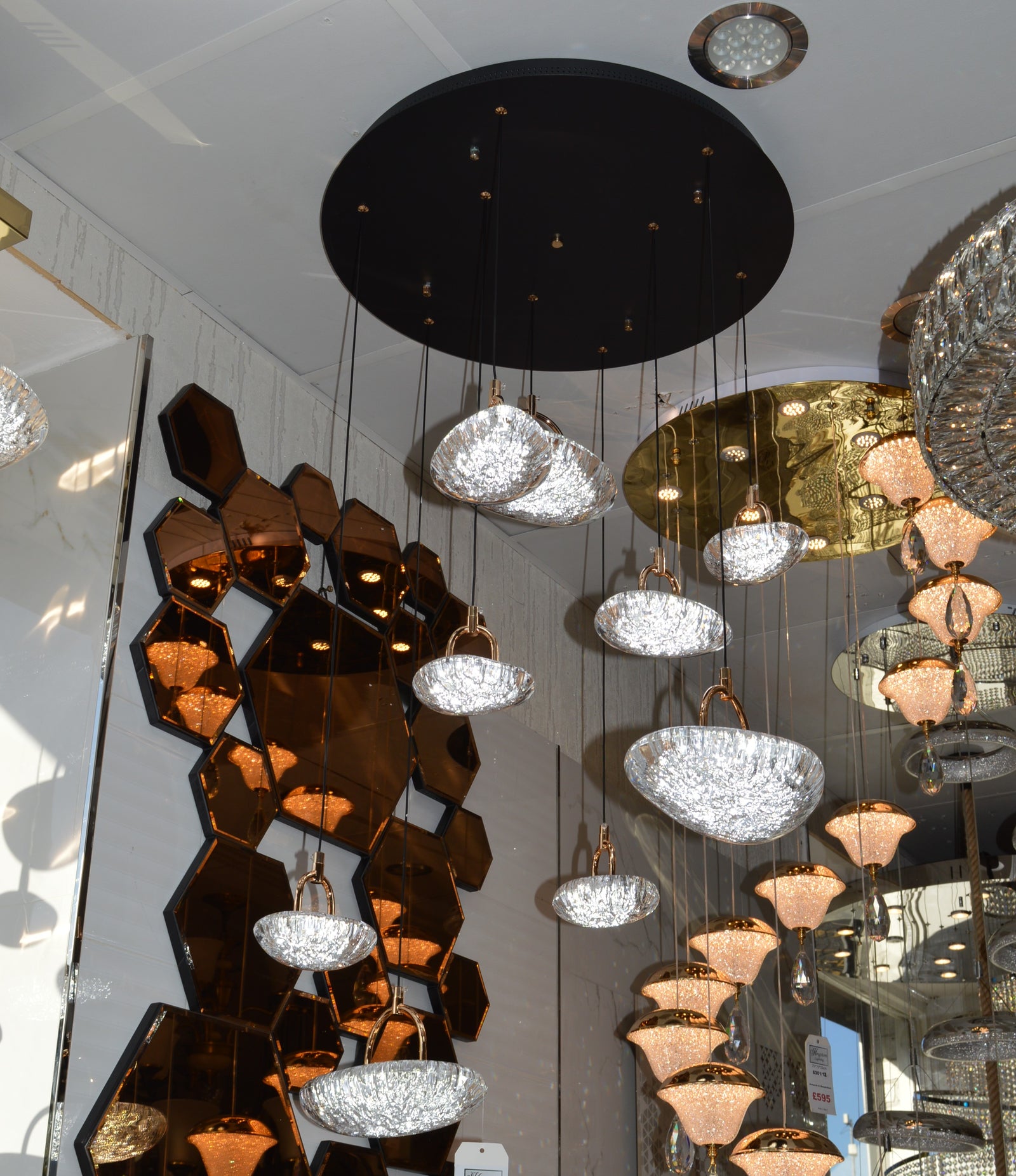 Modern Crystal Design Black and Gold Color Hanging LED Chandelier/Ceiling Light with Color Changing Dimmable+Remote control-2325