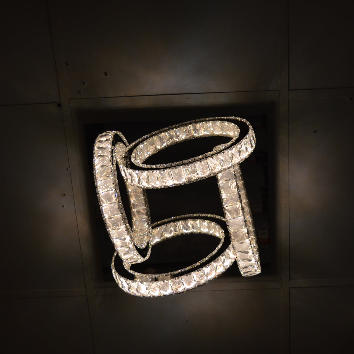 Semi circle mirrored frame crystallic colour changing LED ceiling light [5002-200)