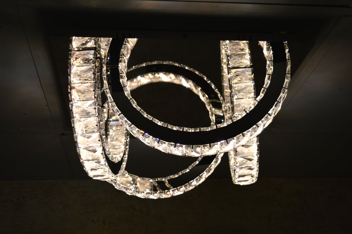 Semi circle mirrored frame crystallic colour changing LED ceiling light [5002-200)