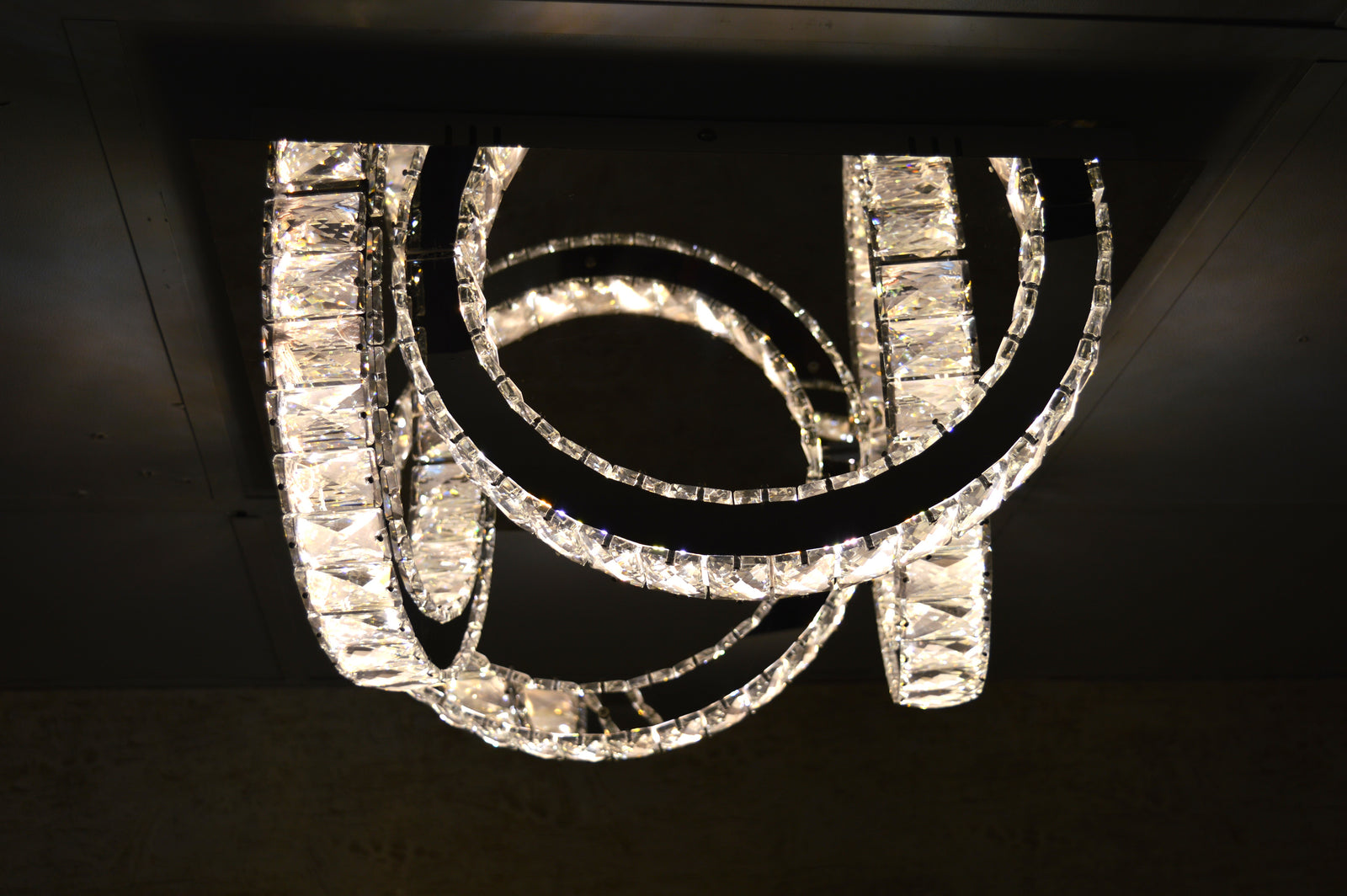 Semi circle mirrored frame crystallic colour changing LED ceiling light [5002-200)