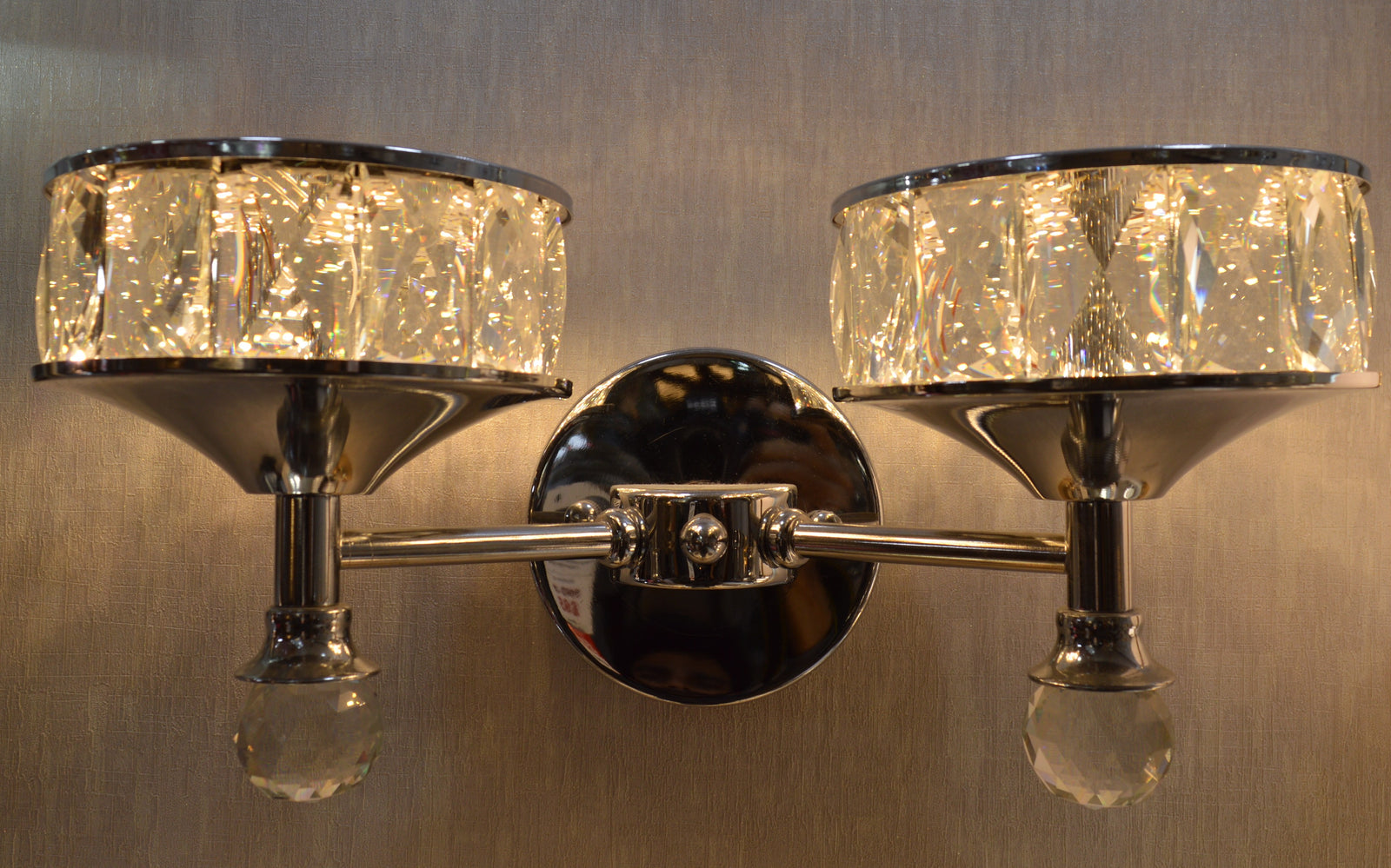 Luxury Dual Crystal Bowl Wall Light – Modern Decorative Sconce