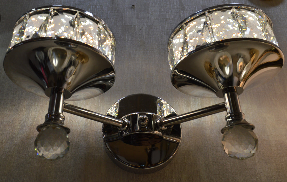 Luxury Dual Crystal Bowl Wall Light – Modern Decorative Sconce