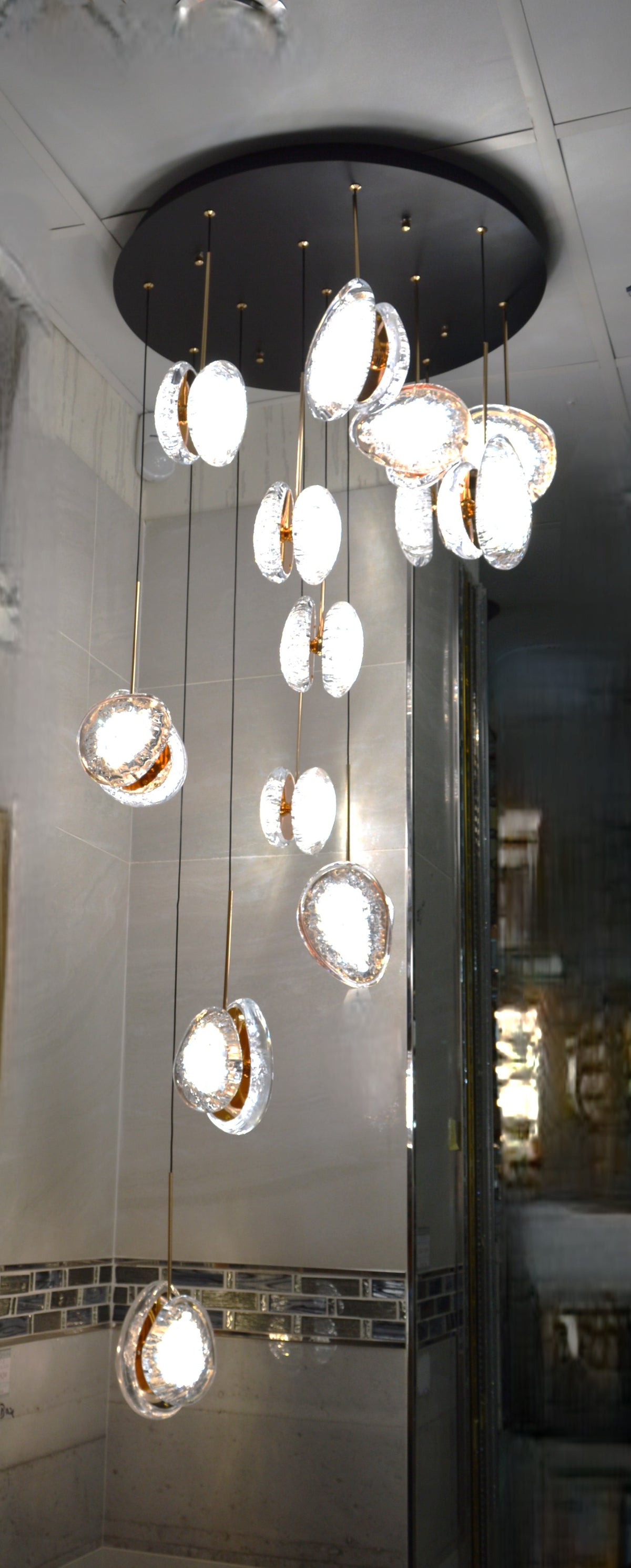 Modern Crystal Design Black and Gold Color Hanging LED Chandelier/Ceiling Light with Color Changing Dimmable+Remote control-2325