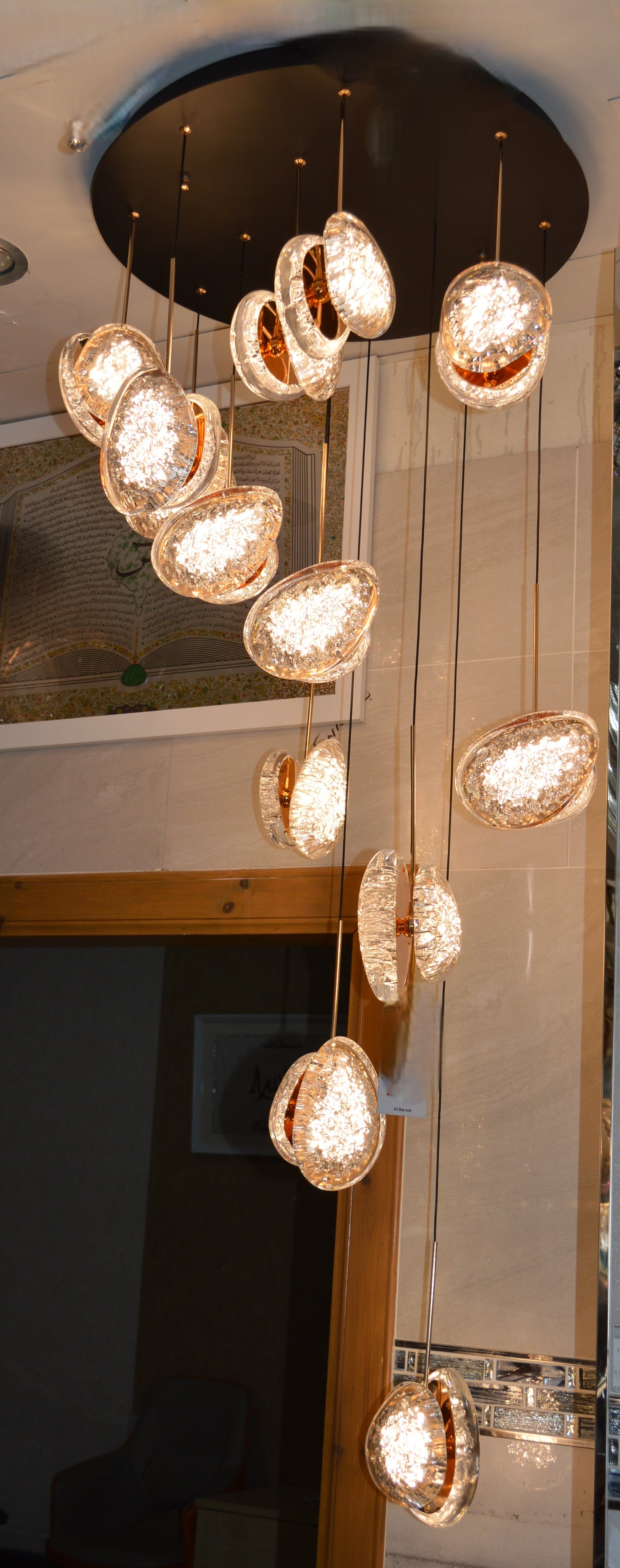 Modern Crystal Design Black and Gold Color Hanging LED Chandelier/Ceiling Light with Color Changing Dimmable+Remote control-2325