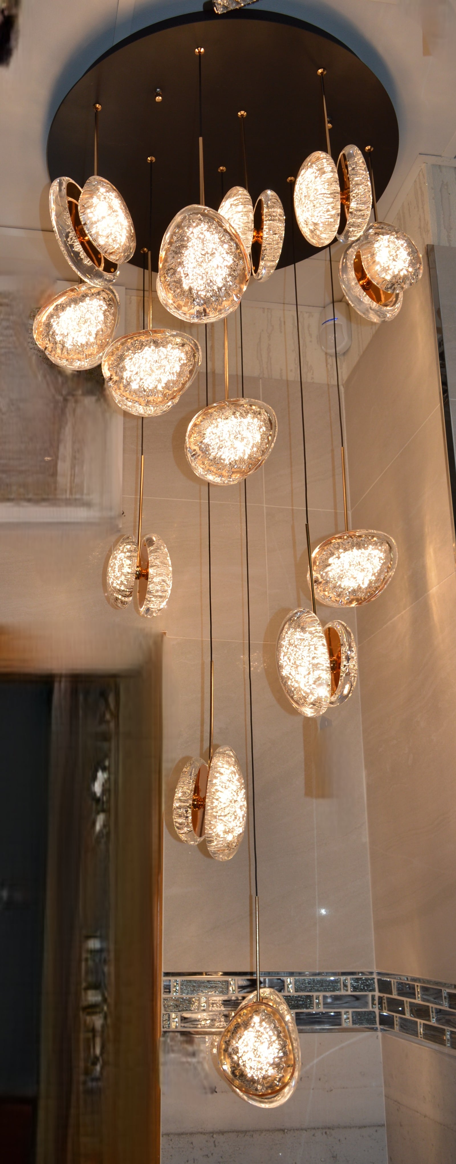 Modern Crystal Design Black and Gold Color Hanging LED Chandelier/Ceiling Light with Color Changing Dimmable+Remote control-2325