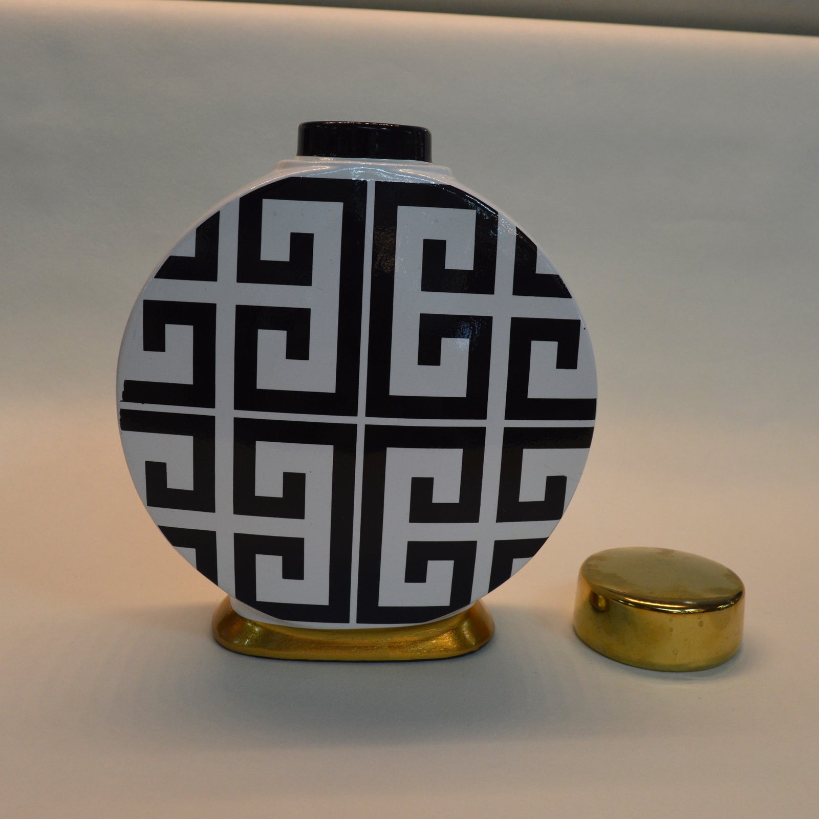 Ceramic Set of 3pcs Ginger/Candy Jars in Silver & Gold Colors