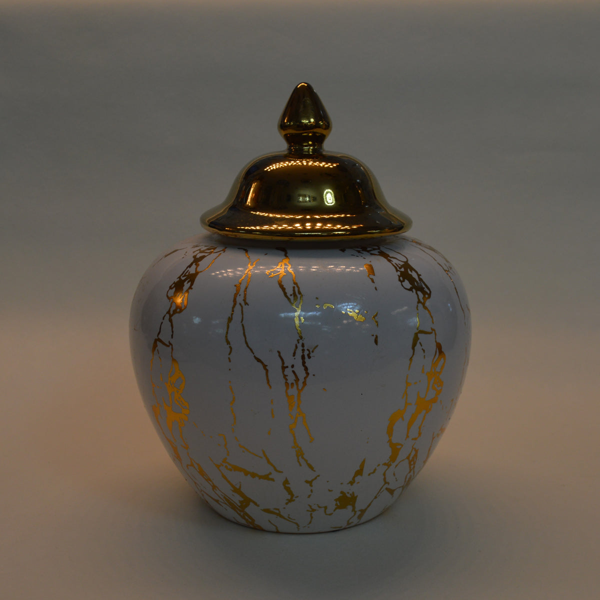 Ceramic Set of 3pcs Ginger/Candy Jars in Silver & Gold Colors