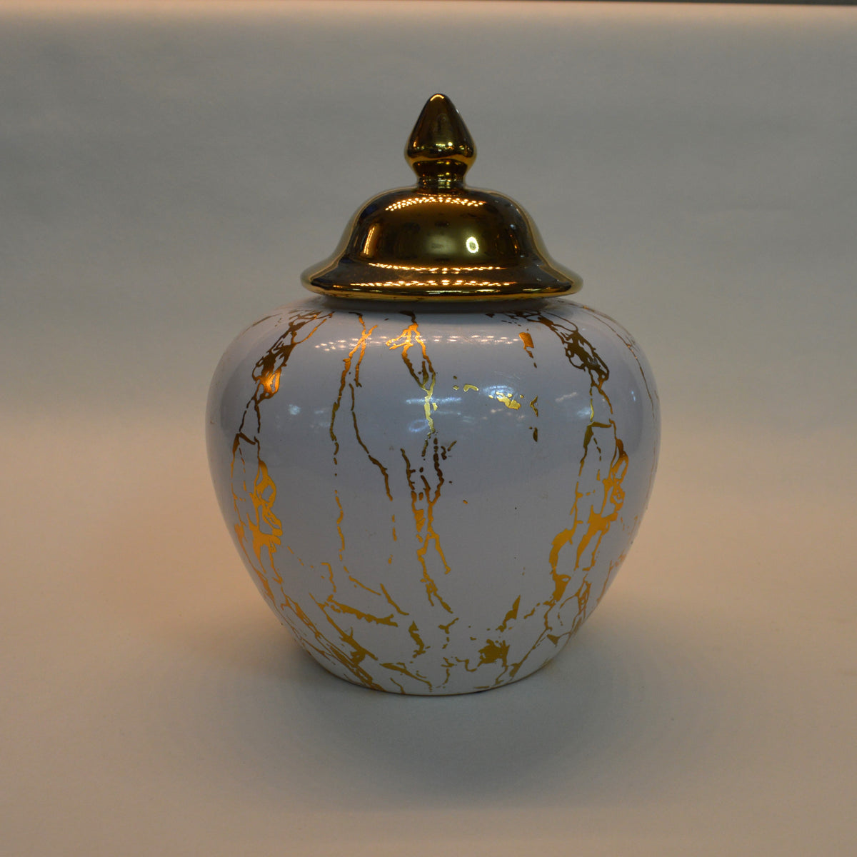 Ceramic Set of 3pcs Ginger/Candy Jars in Silver & Gold Colors