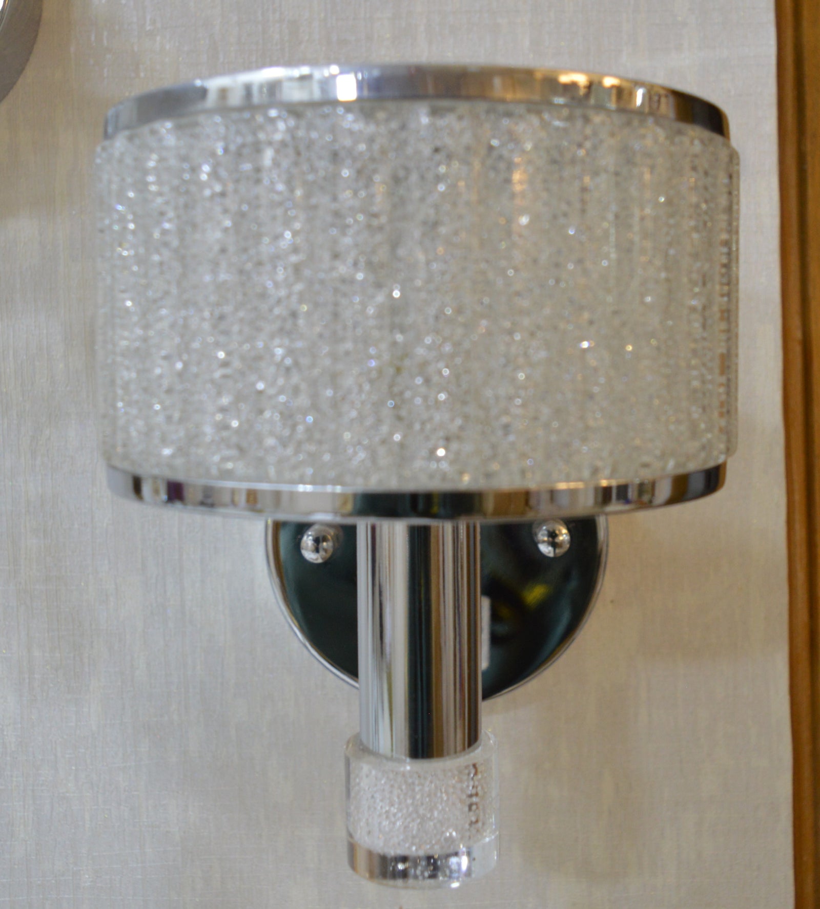 Luxury Crystal Drum LED Wall Light – Modern Chrome Wall Sconce