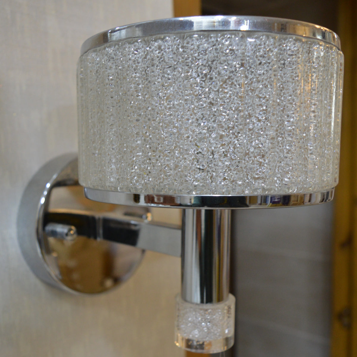 Luxury Crystal Drum LED Wall Light – Modern Chrome Wall Sconce