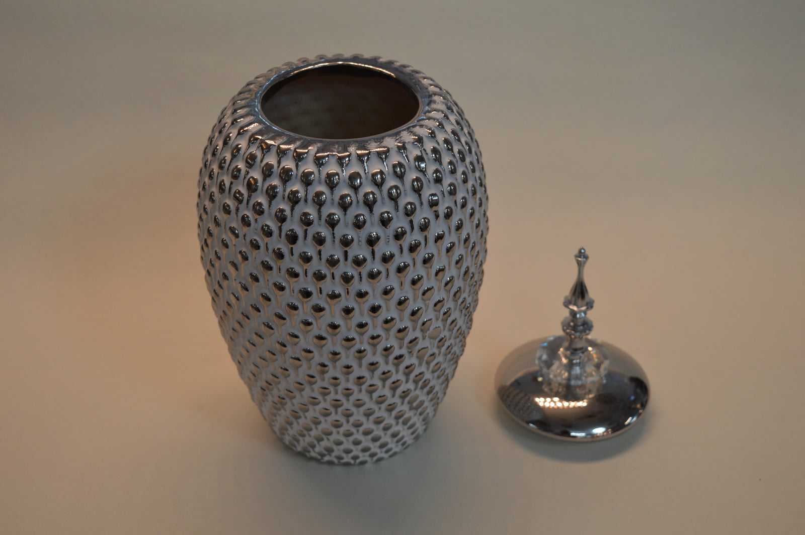 Ceramic Set of 3pcs Ginger/Candy Jars in Silver & Gold Colors