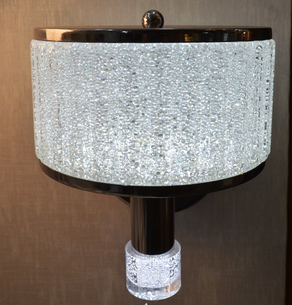 Luxury Crystal Drum LED Wall Light – Modern Chrome Wall Sconce