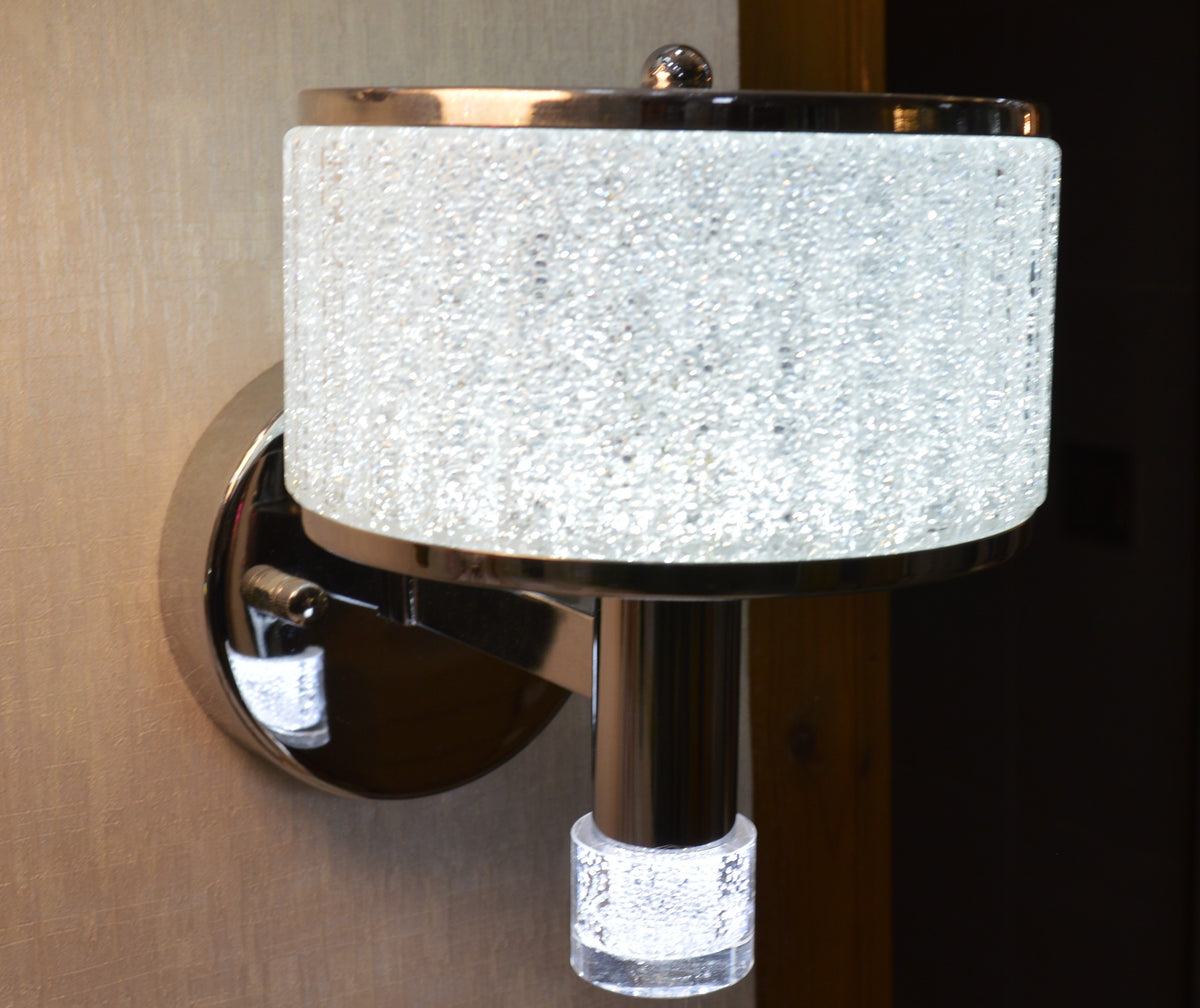 Luxury Crystal Drum LED Wall Light – Modern Chrome Wall Sconce
