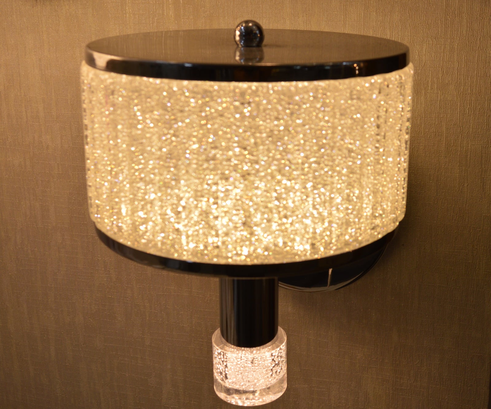 Luxury Crystal Drum LED Wall Light – Modern Chrome Wall Sconce