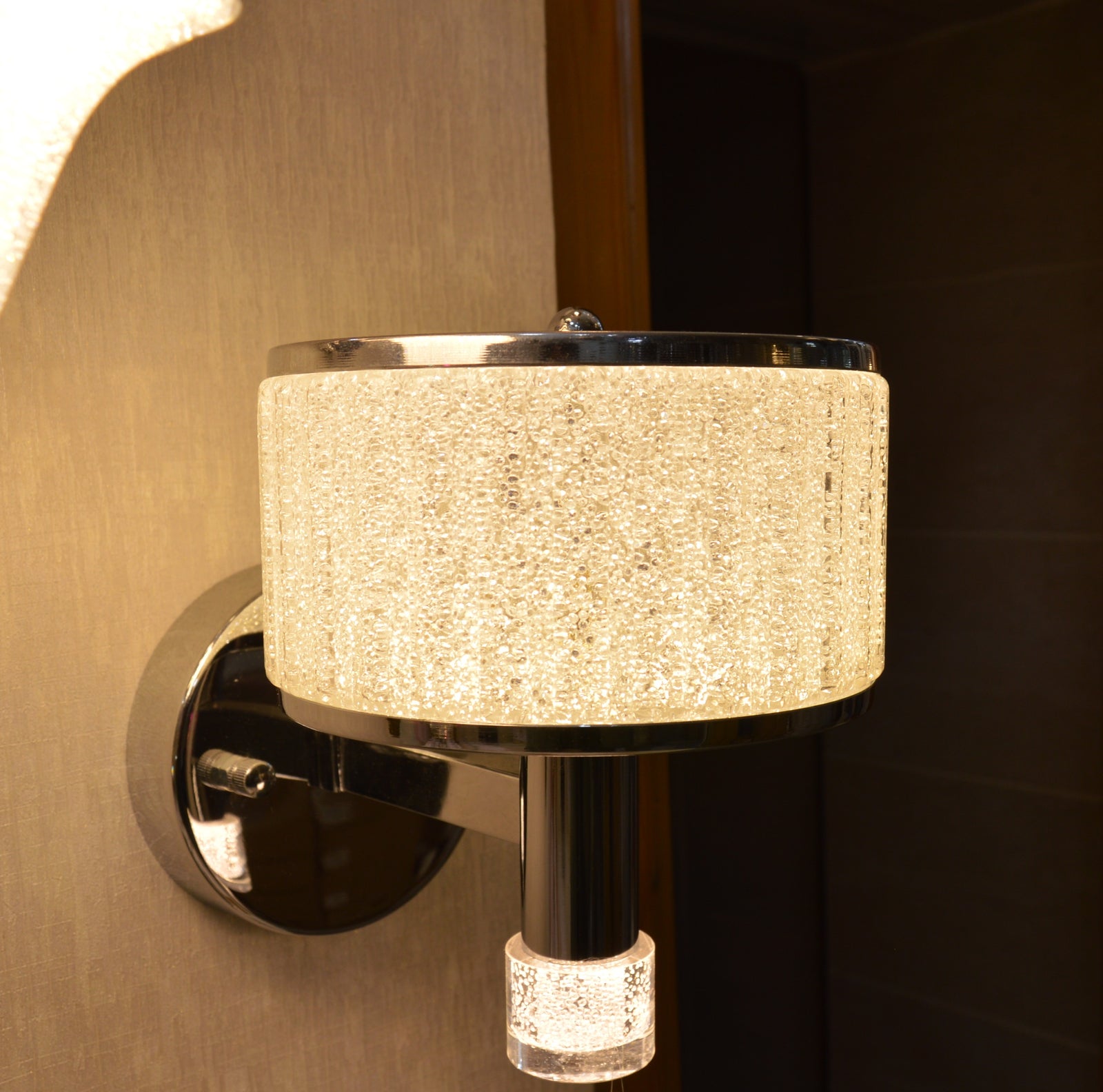 Luxury Crystal Drum LED Wall Light – Modern Chrome Wall Sconce