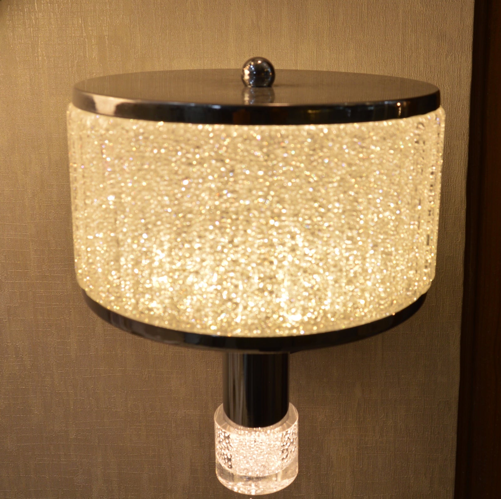 Luxury Crystal Drum LED Wall Light – Modern Chrome Wall Sconce