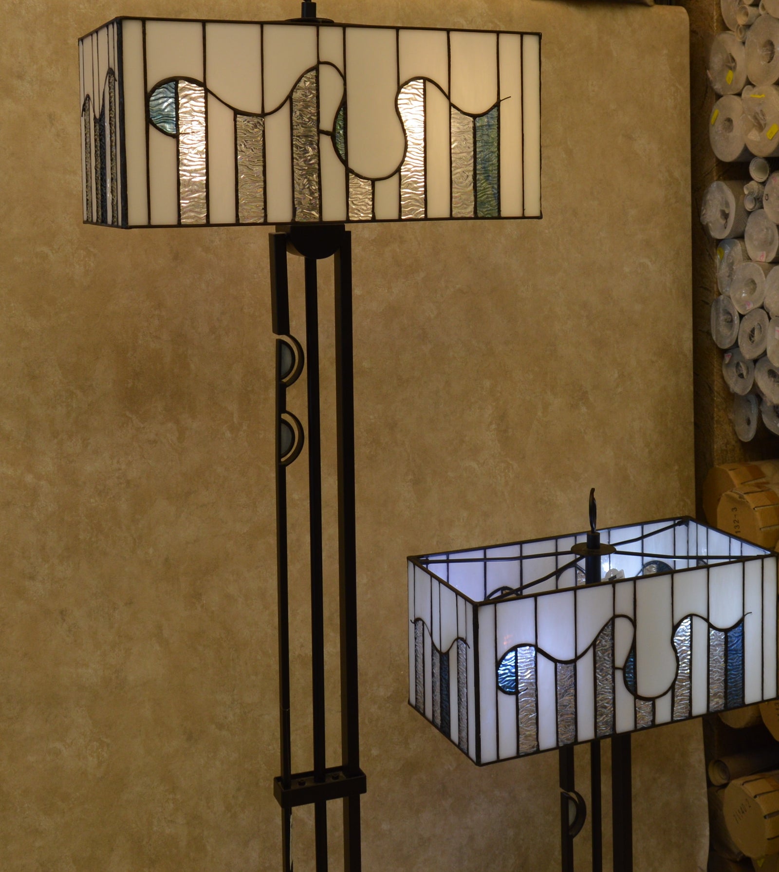 Modern Geometric Stained Glass Table & Floor Lamp