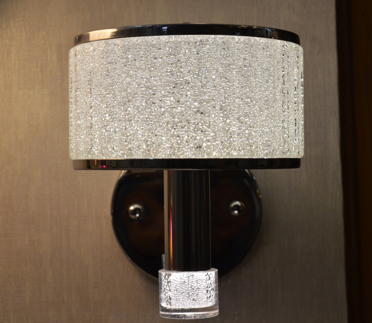 Luxury Crystal Drum LED Wall Light – Modern Chrome Wall Sconce