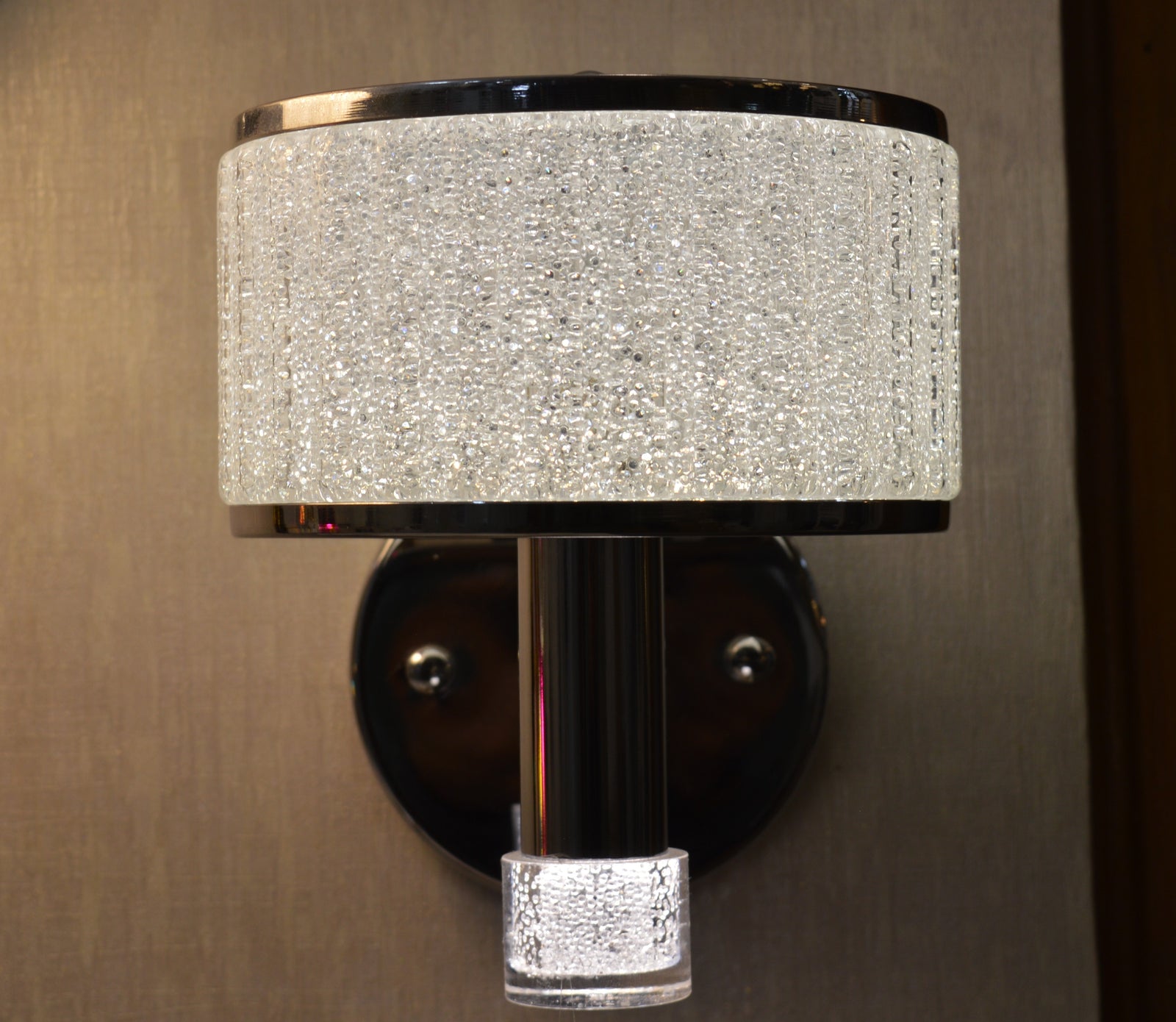 Luxury Crystal Drum LED Wall Light – Modern Chrome Wall Sconce