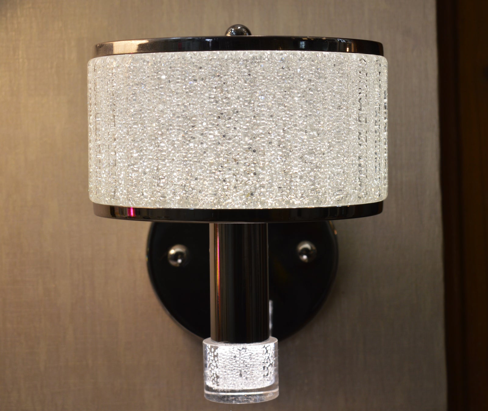 Luxury Crystal Drum LED Wall Light – Modern Chrome Wall Sconce