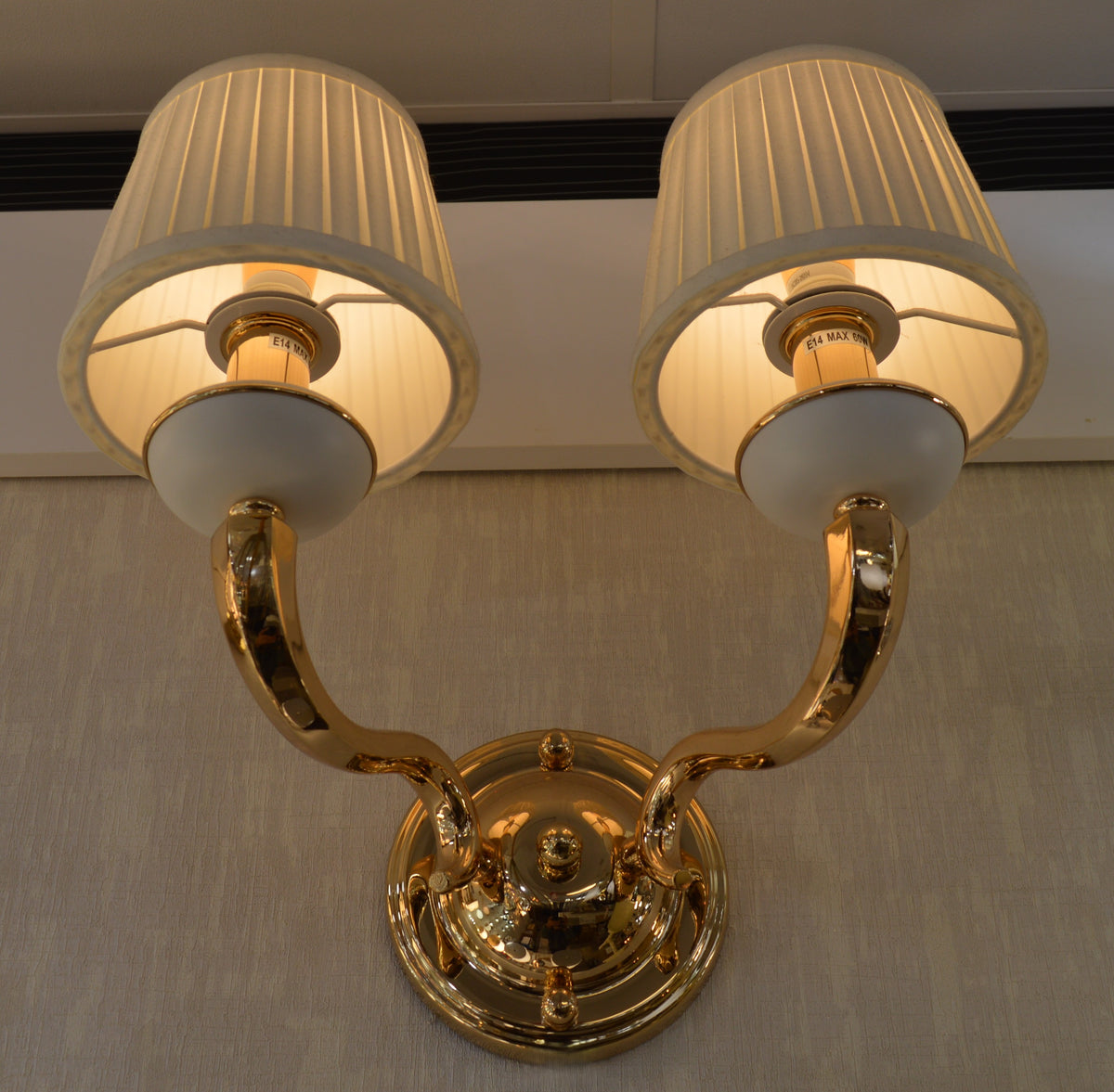 Luxury Dual-Arm Wall Sconce with Fabric Shades