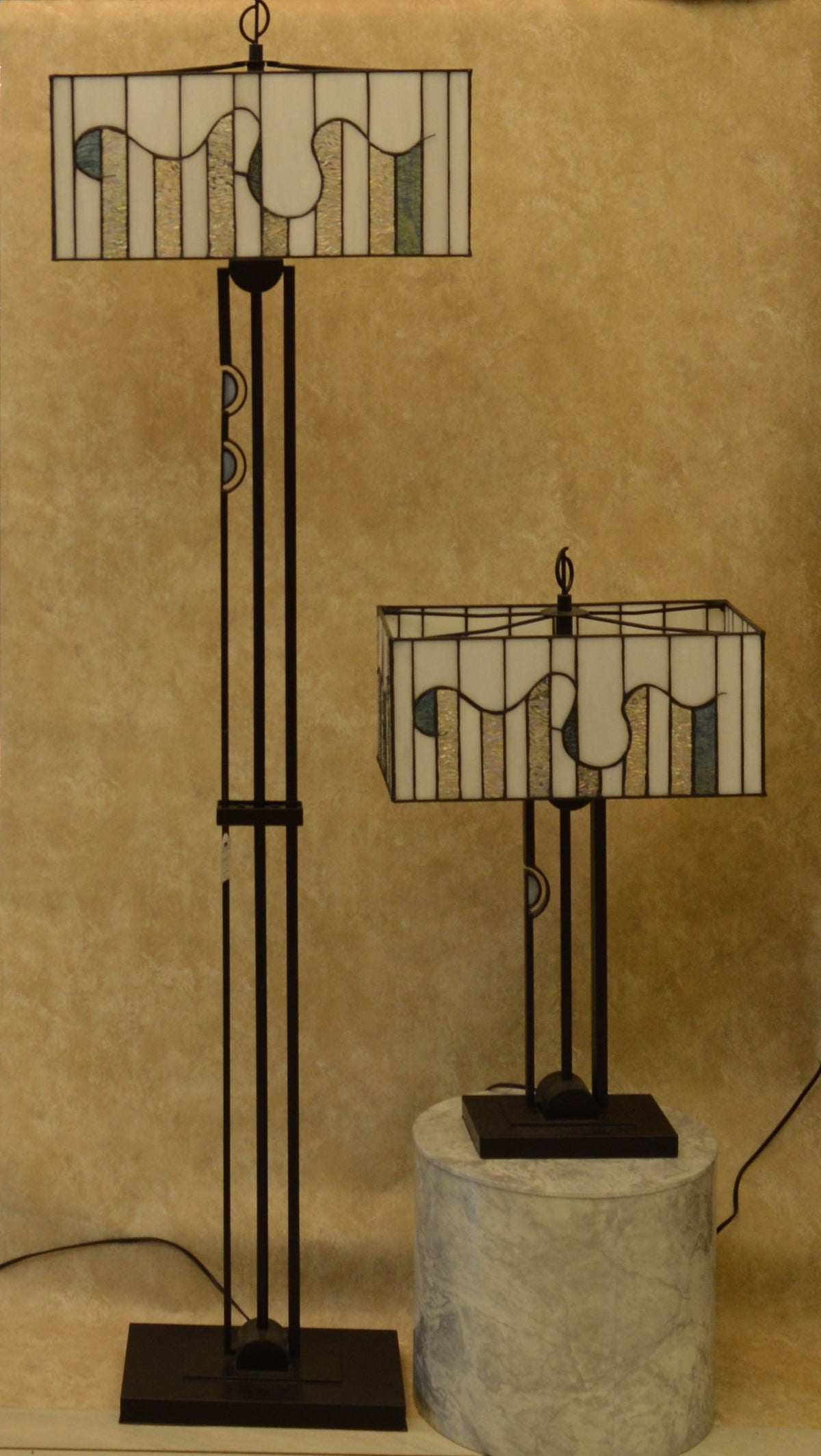 Modern Geometric Stained Glass Table & Floor Lamp