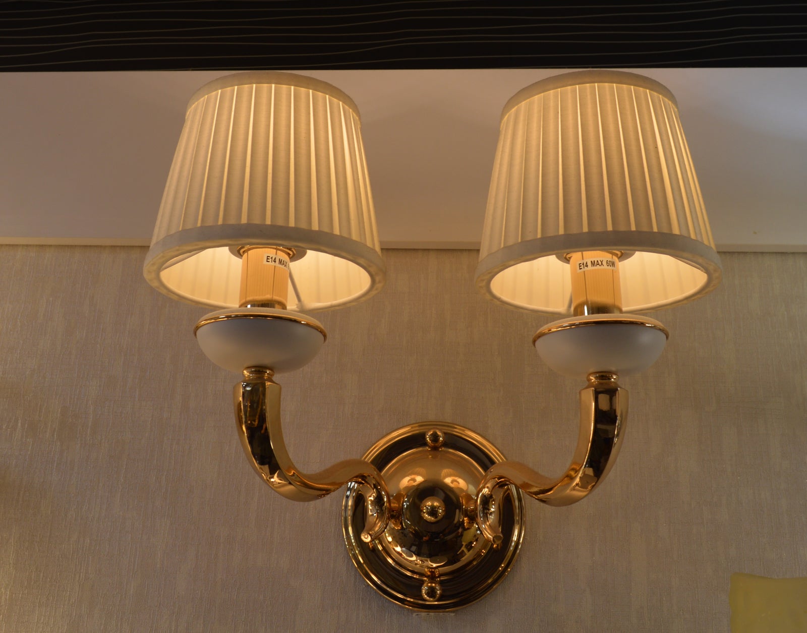 Luxury Dual-Arm Wall Sconce with Fabric Shades