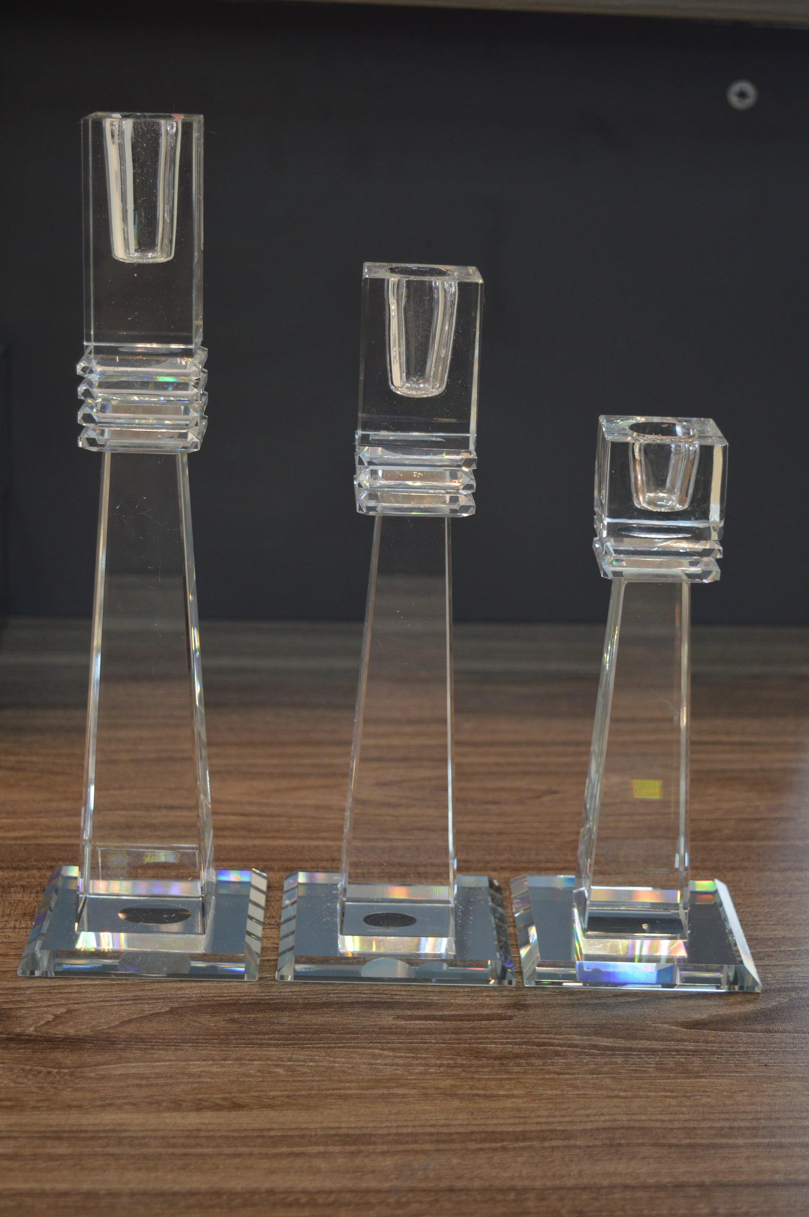 Luxury Crystal Glass Candle Holders Set – Modern Candle Sticks for Home Décor