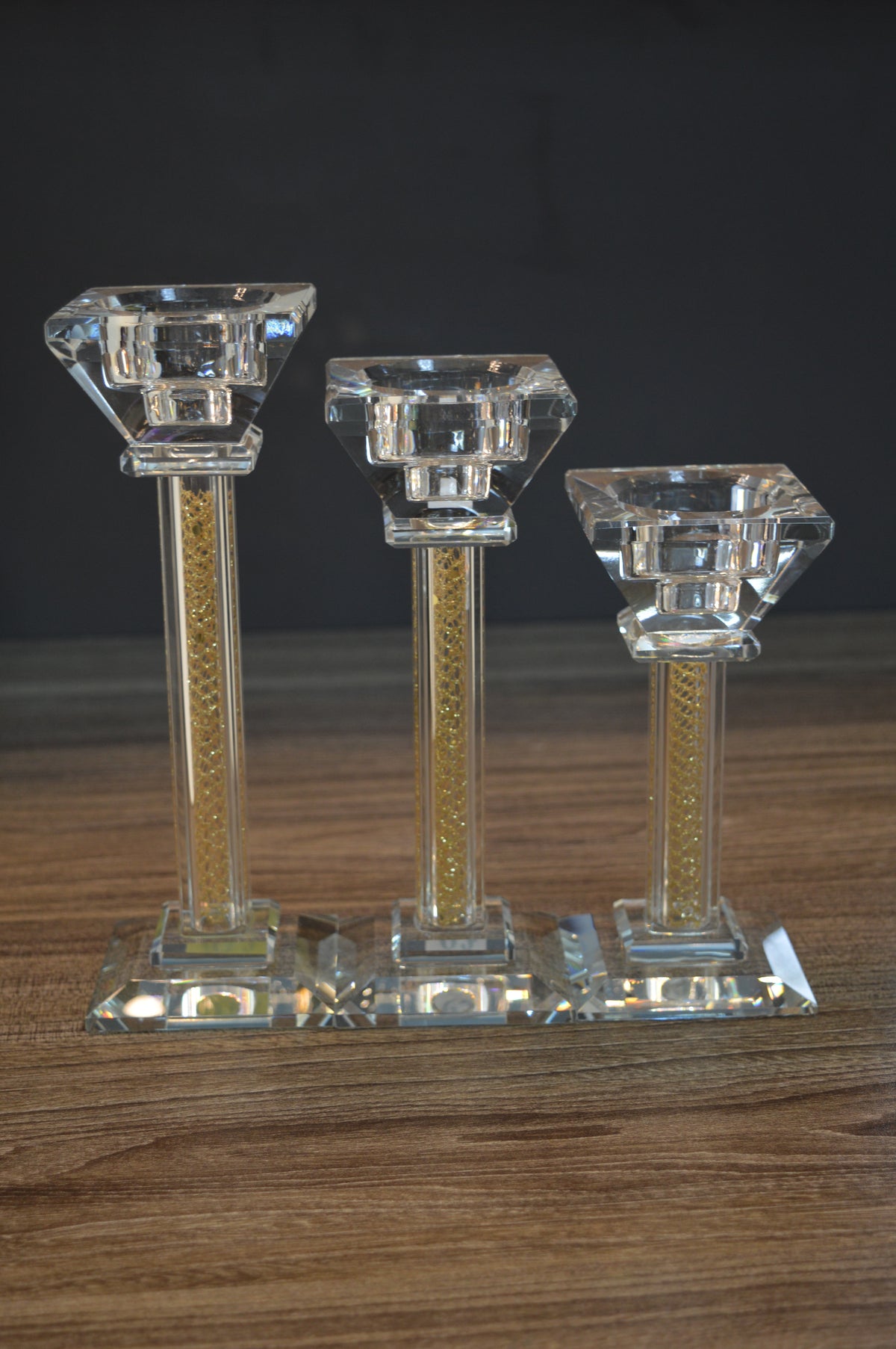 Luxury Crystal Glass Candle Holders Set – Modern Candle Sticks for Home Décor