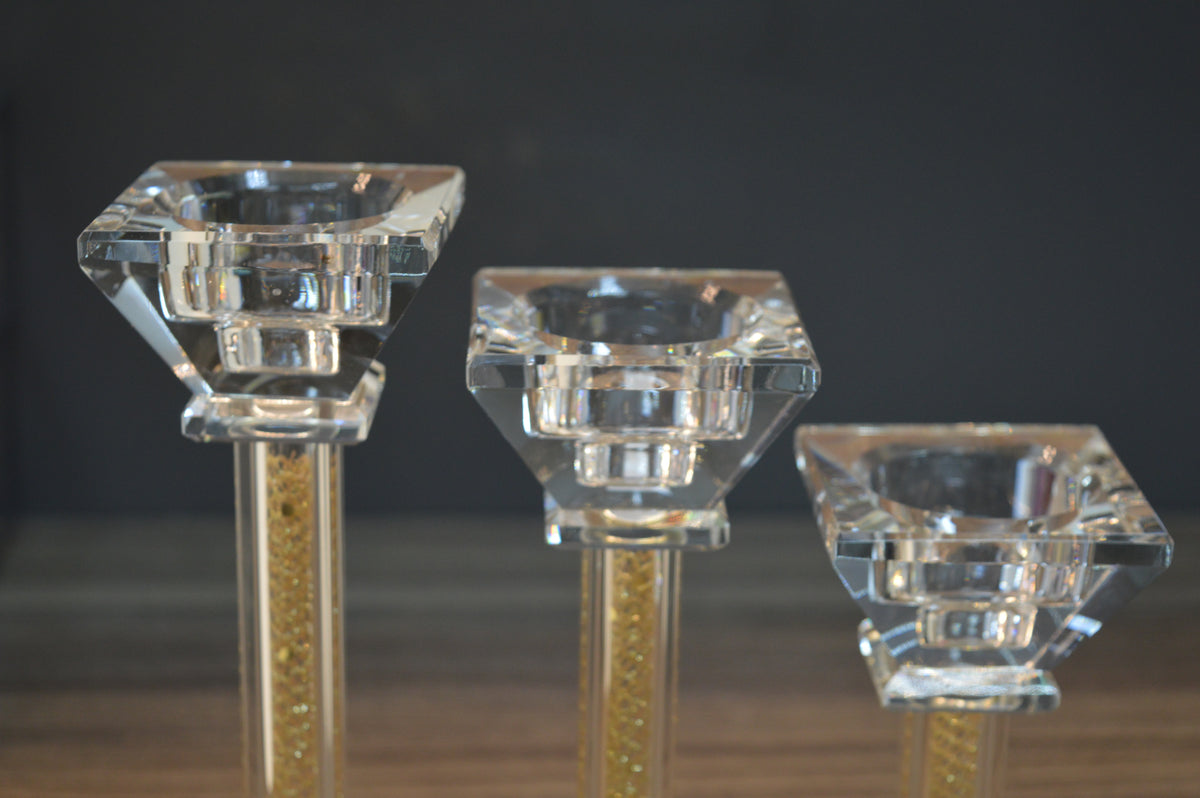 Luxury Crystal Glass Candle Holders Set – Modern Candle Sticks for Home Décor